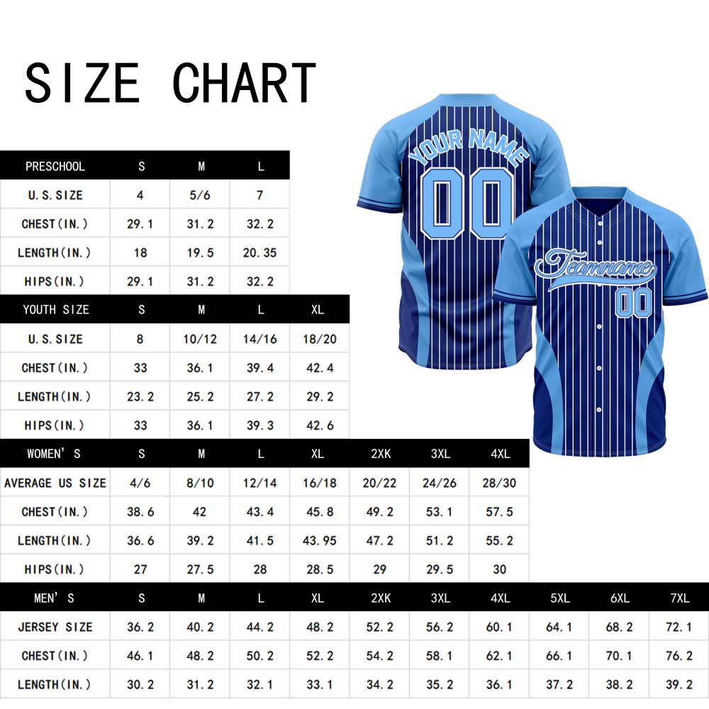 Custom Blue Pinstripe Baseball Jersey | Personalized Striped Full Button Team Uniform - VOSOLI