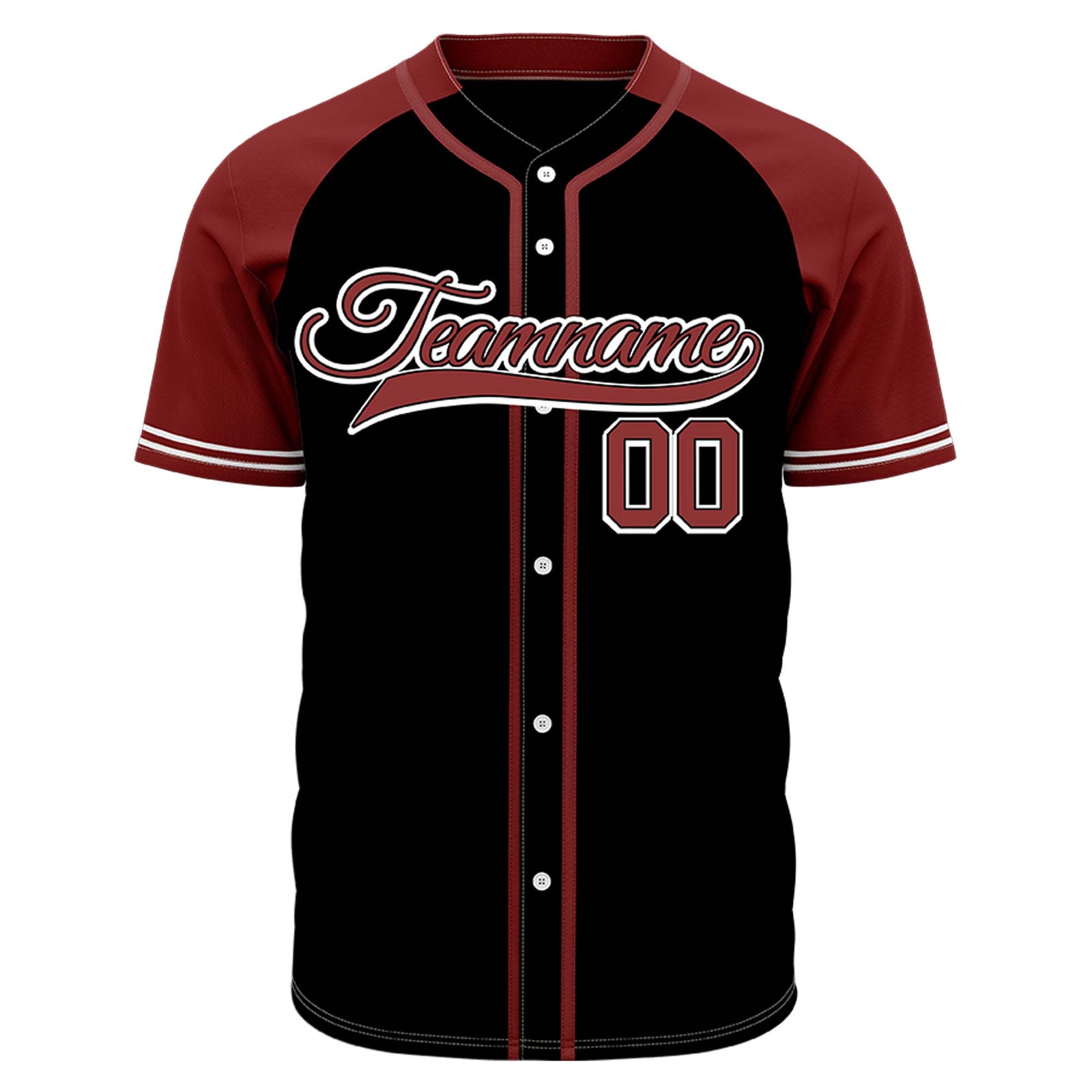 VOSOLI Custom Stitched Black and Maroon Two-Tone Baseball Jersey