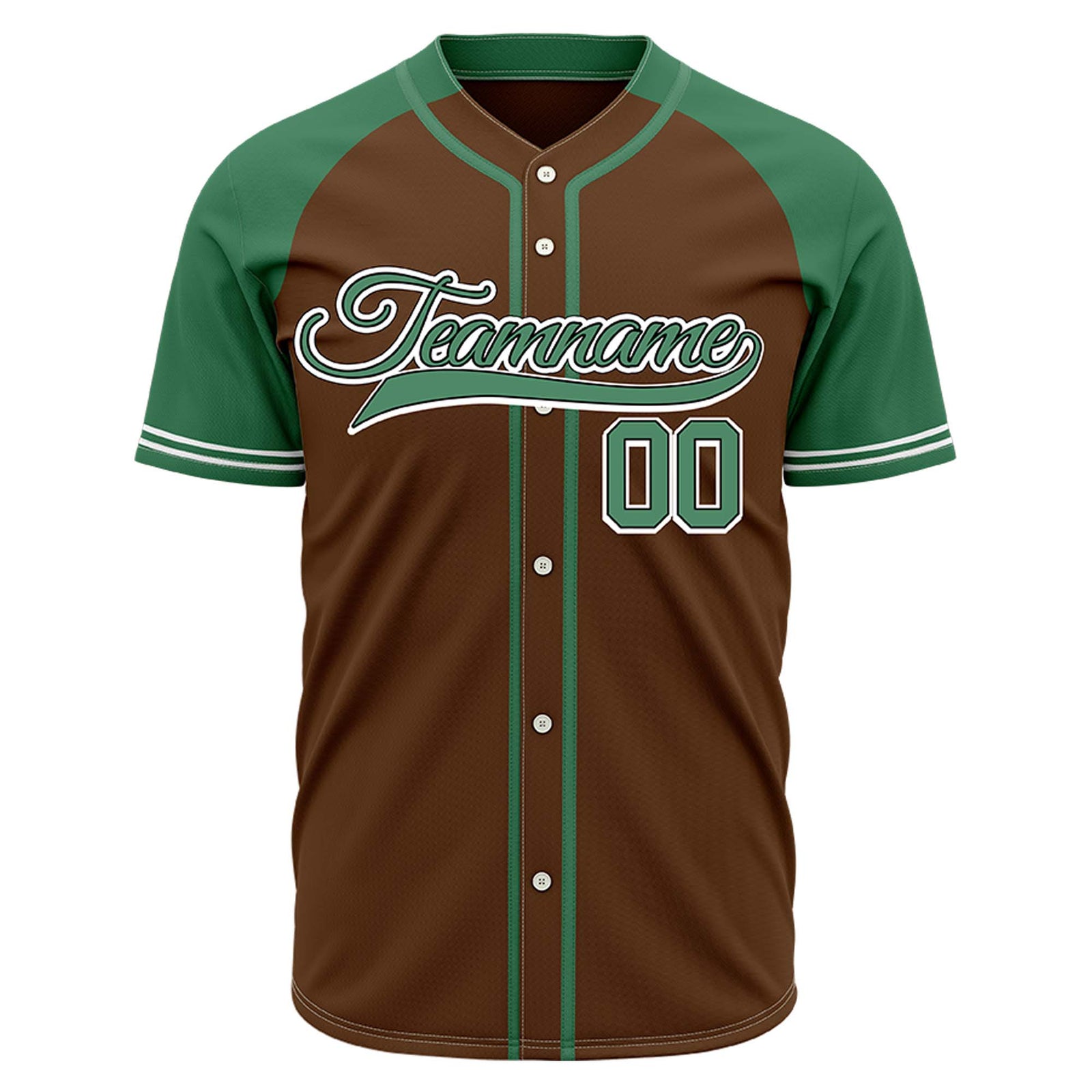 VOSOLI Custom Stitched Brown and Green Two-Tone Baseball Jersey