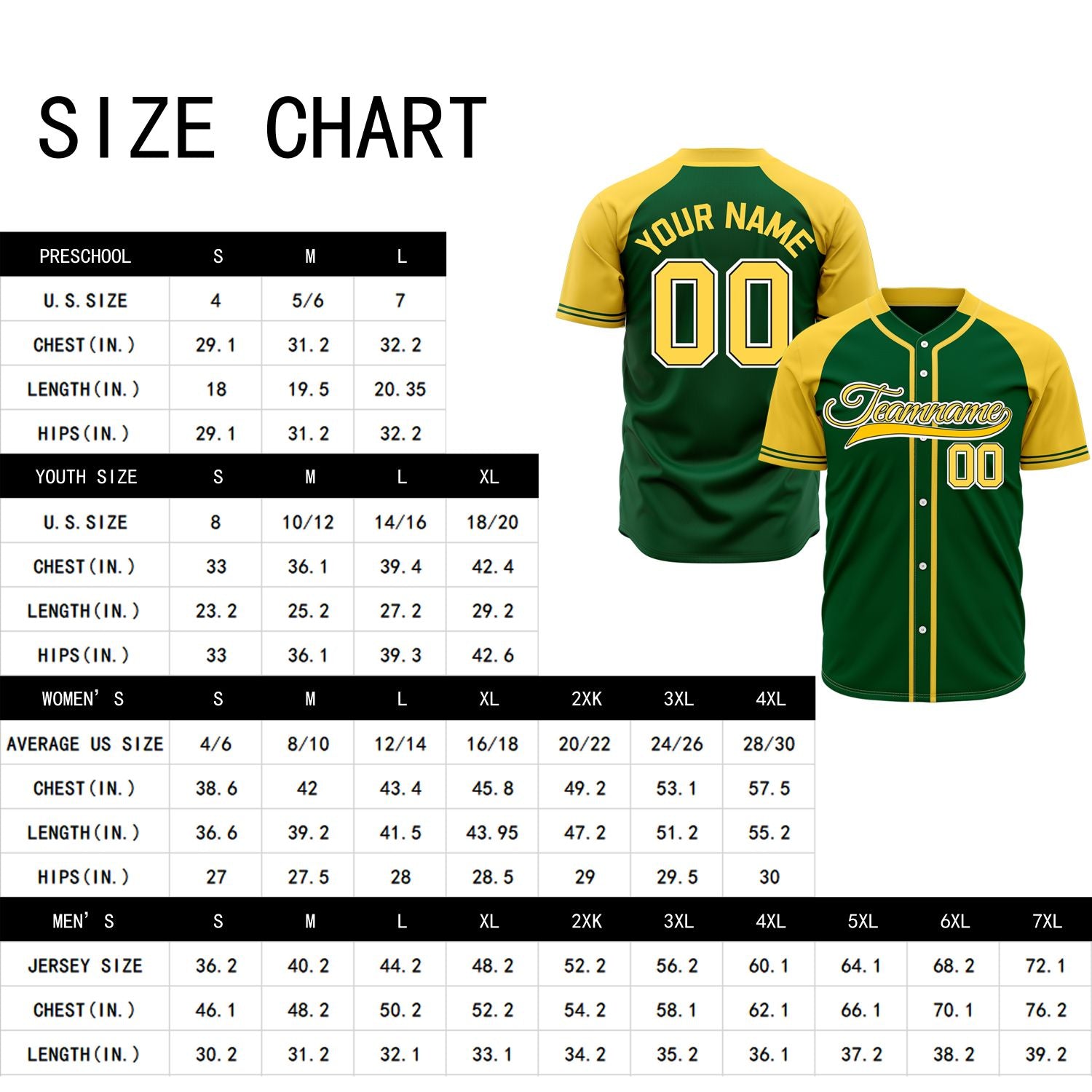 VOSOLI Custom Stitched Forest Green and Yellow Two-Tone Baseball Jersey