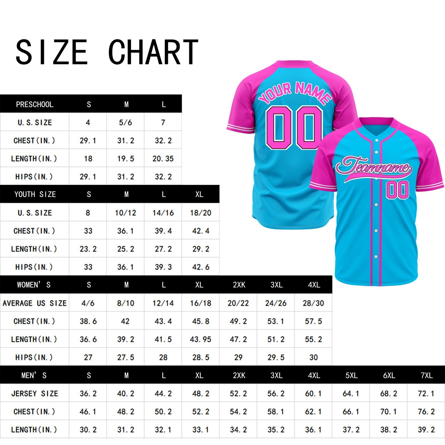 VOSOLI Custom Stitched Light Blue and Pink Two-Tone Baseball Jersey