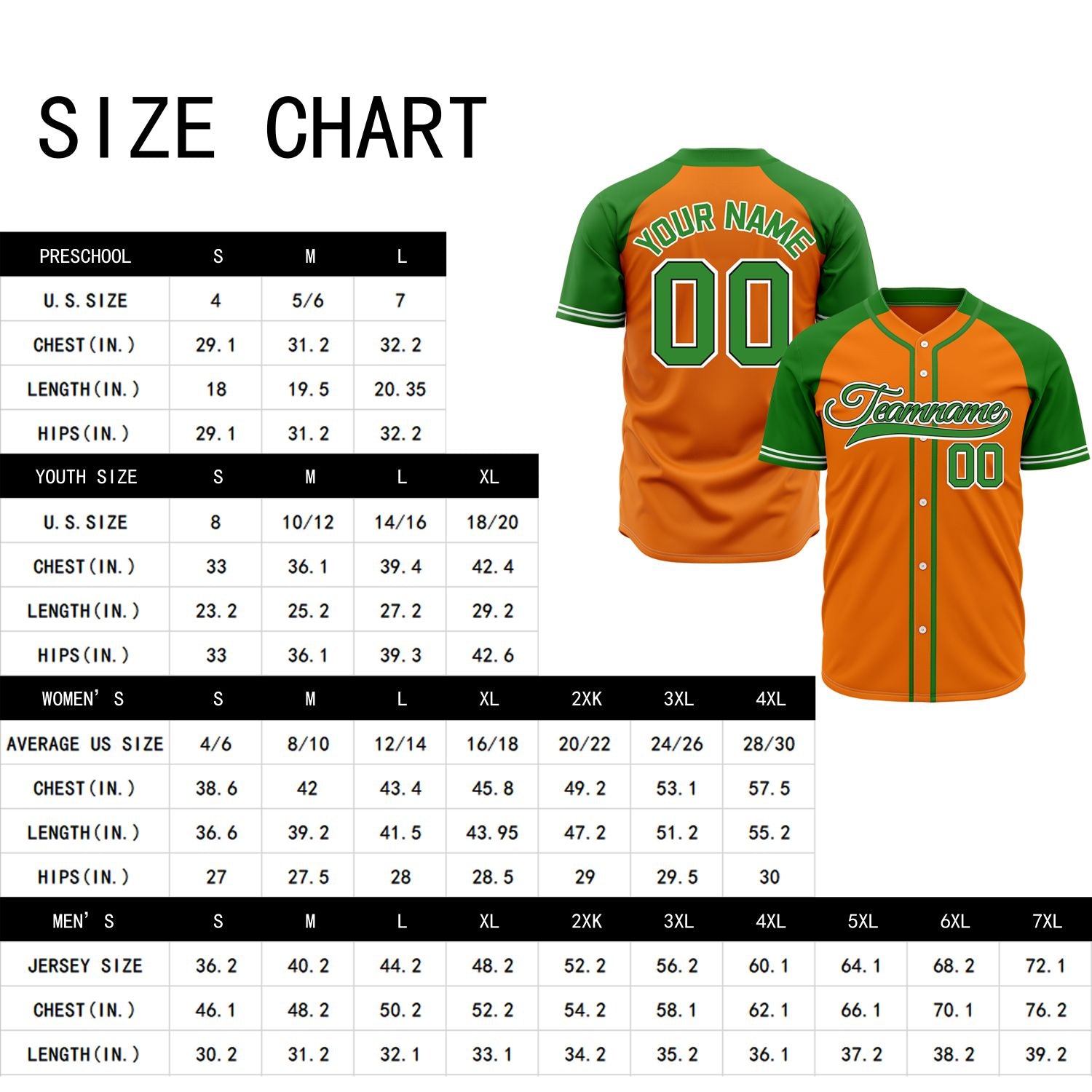 VOSOLI Custom Stitched Orange and Green Two-Tone Baseball Jersey
