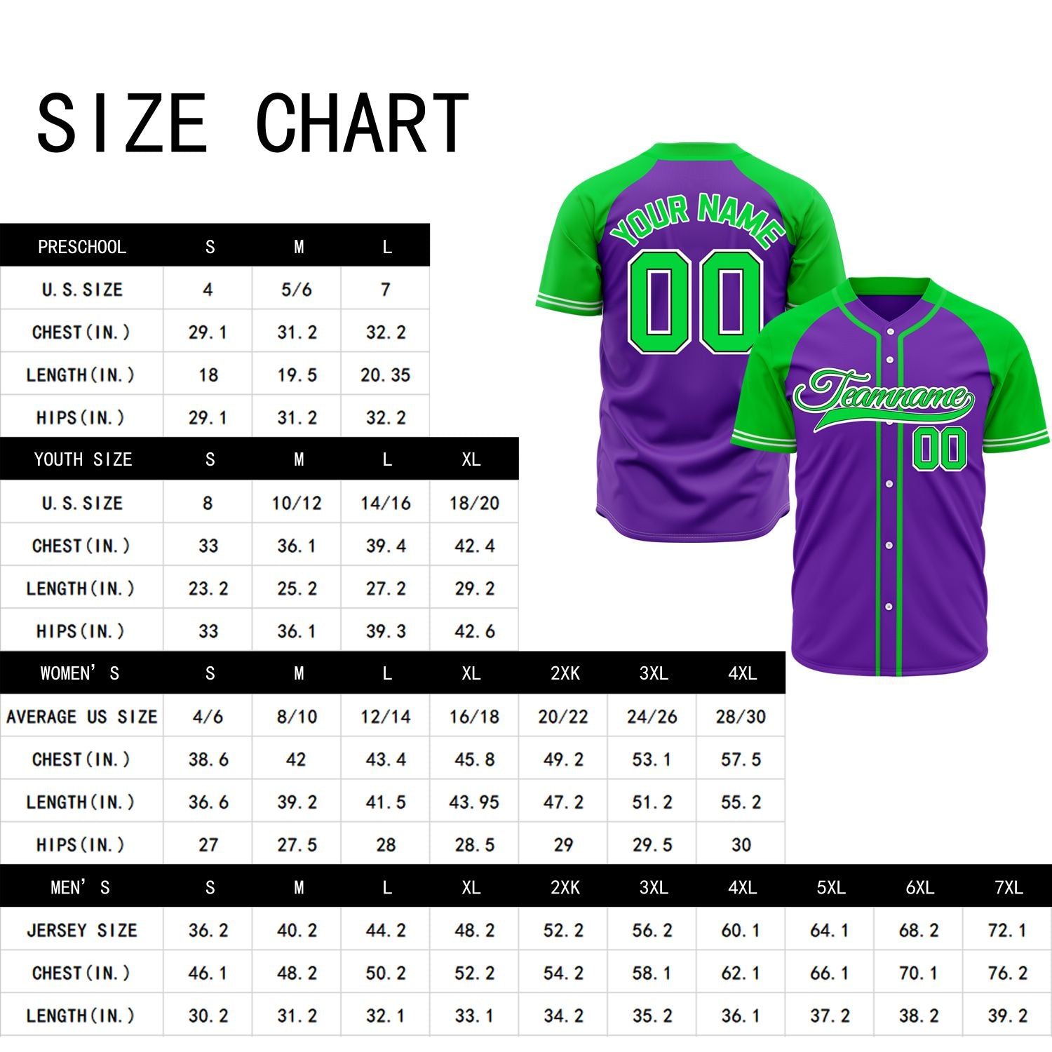VOSOLI Custom Stitched Purple and Neon Green Two-Tone Baseball Jersey