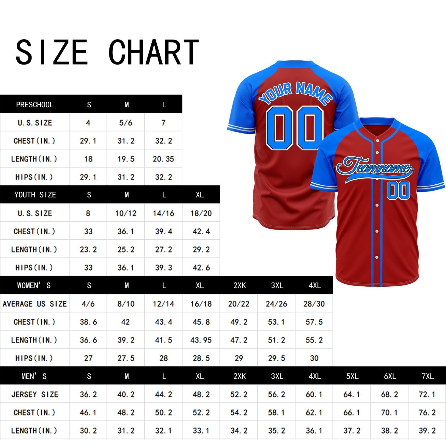 VOSOLI Custom Stitched Red and Blue Two-Tone Baseball Jersey