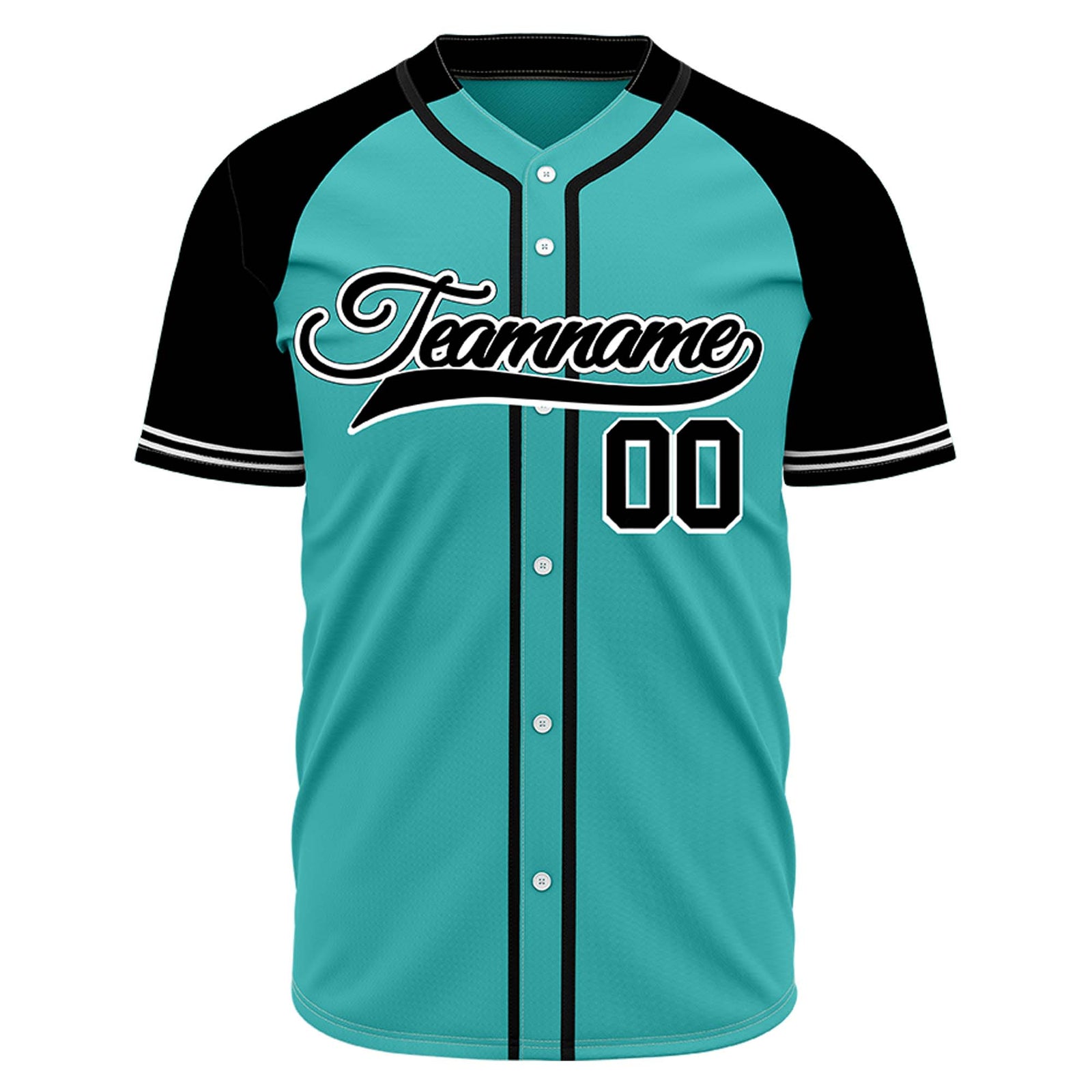 VOSOLI Custom Stitched Teal and Black Two-Tone Baseball Jersey