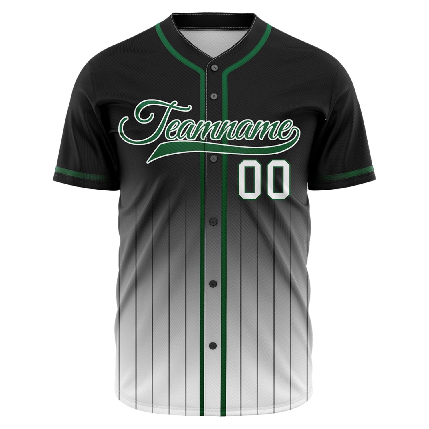 VOSOLI Dark Forest Green & Black Gradient Pinstripe Baseball Jersey