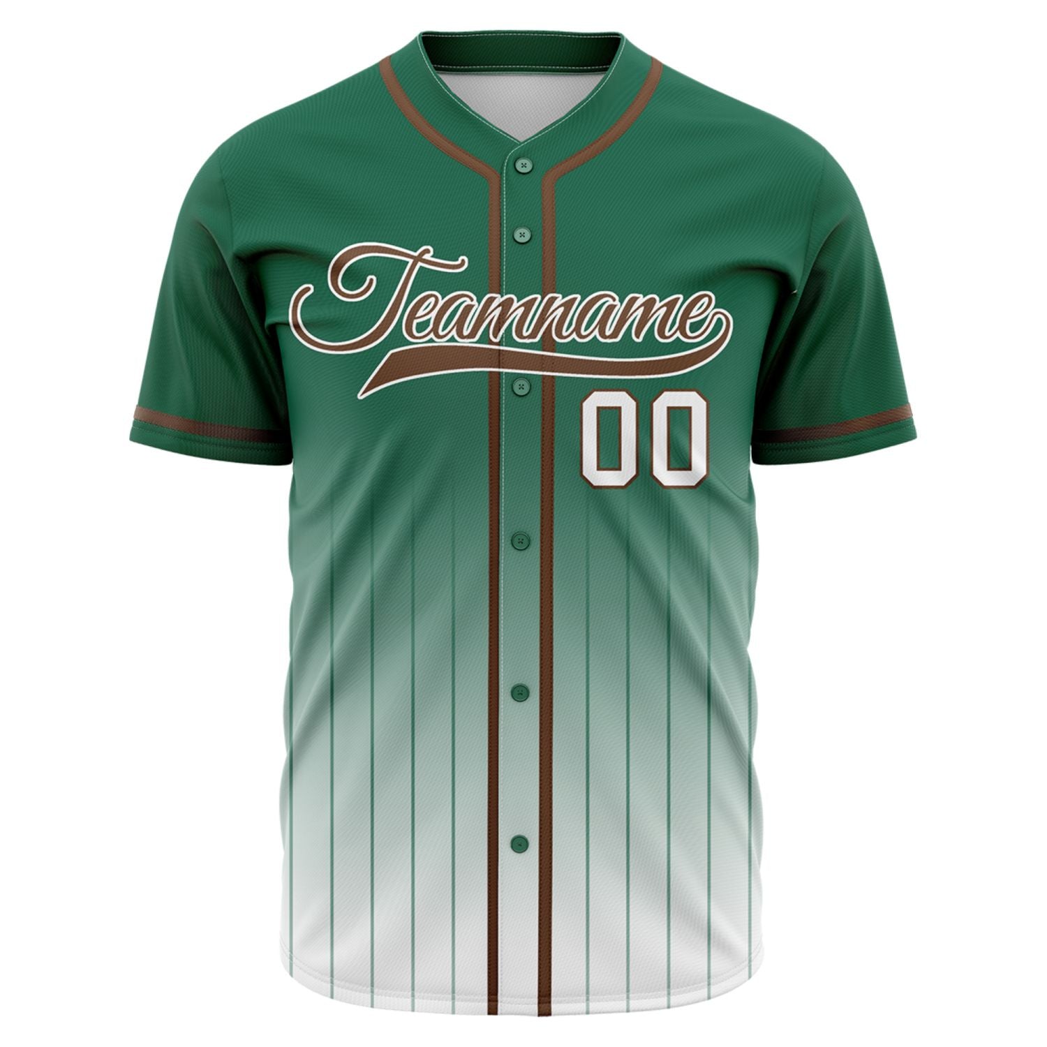 VOSOLI Earth Tone Dark Green & Brown Gradient Pinstripe Baseball Jersey