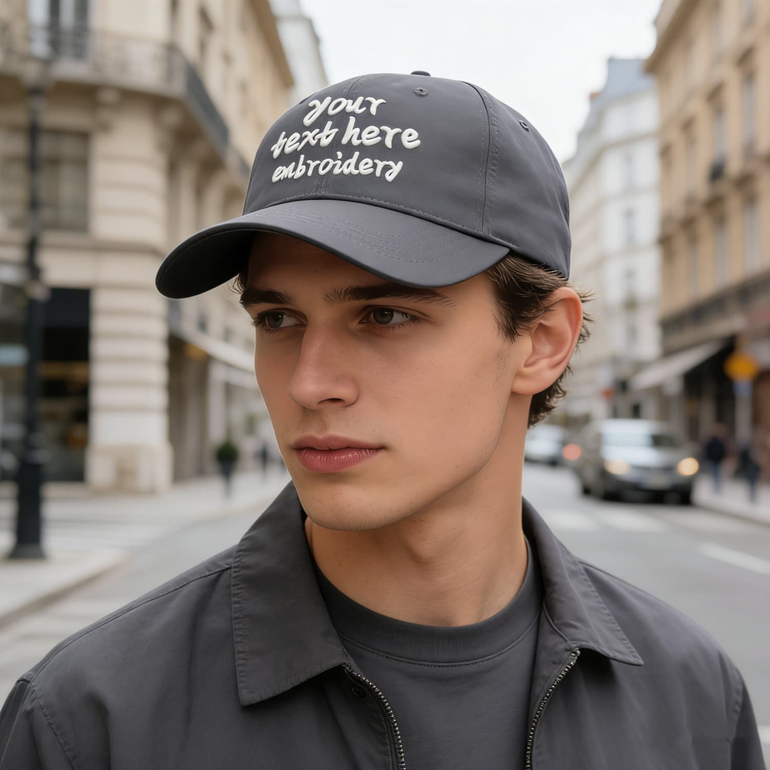 Vosoli Dark Grey Solid Baseball Cap - Unisex Custom 3D Embroidery or Print
