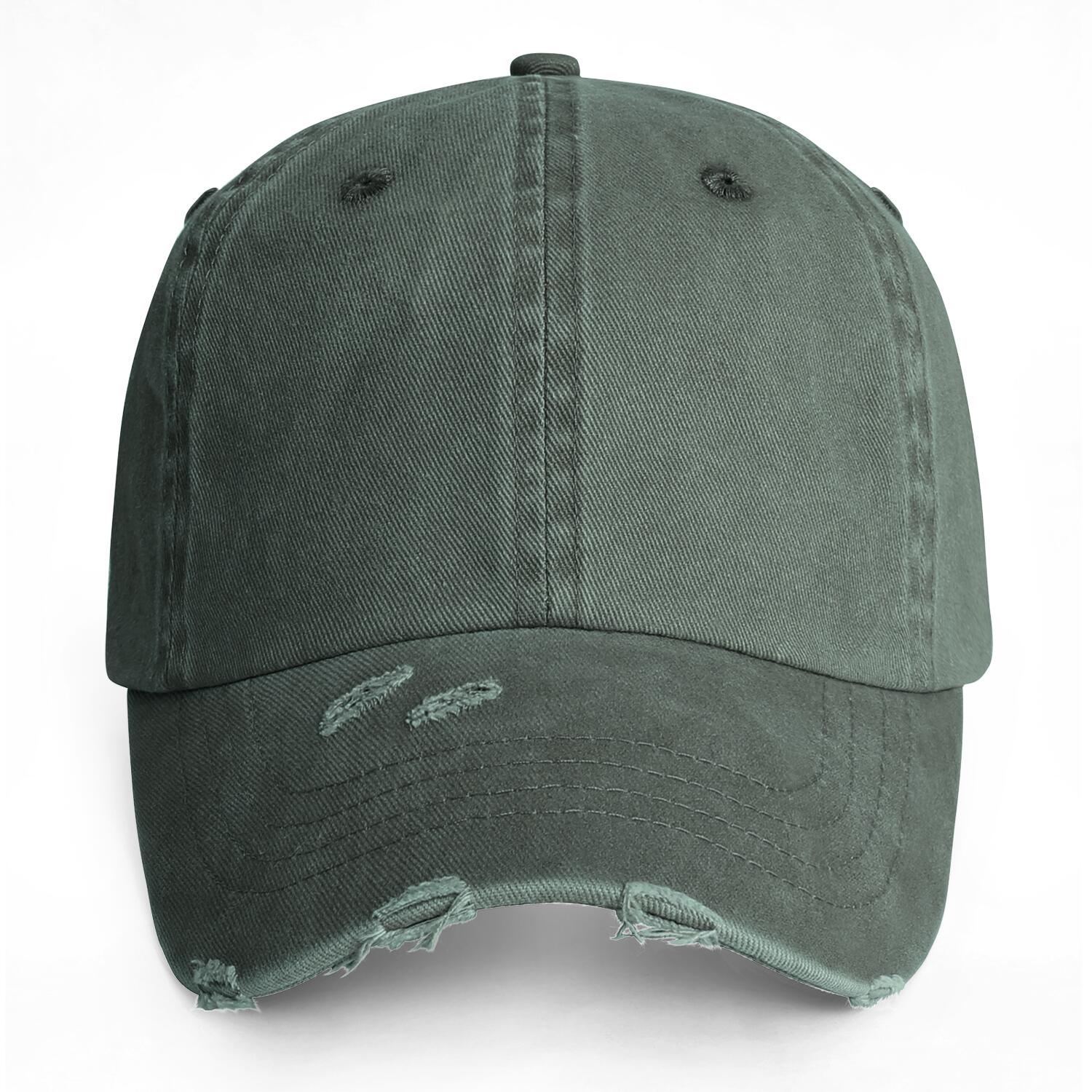 Vosoli Dark Olive Distressed Denim Baseball Cap - Team Custom Embroider or Print Personalized Hat
