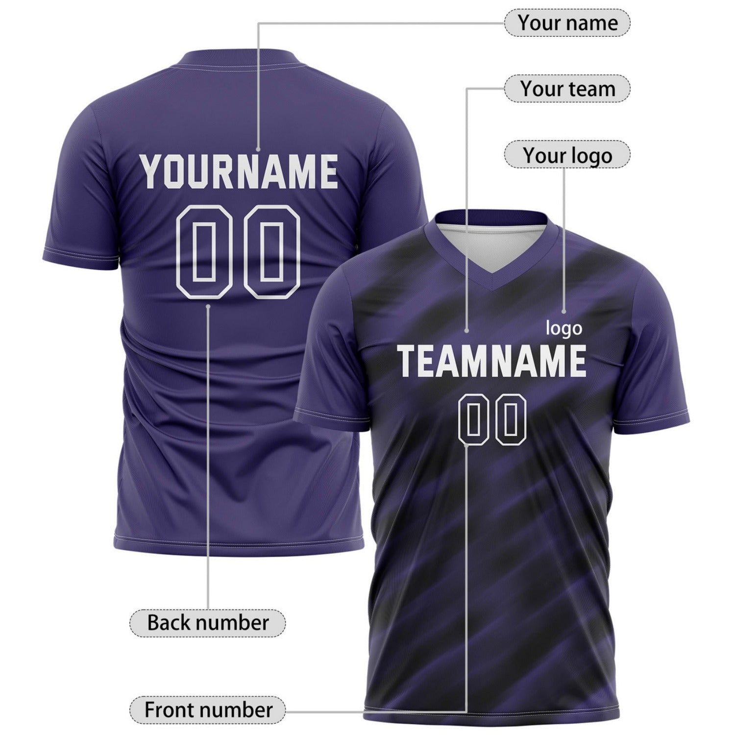 Custom Deep Purple Gradient Stripe Soccer Jersey for Teams & Individuals | Vosoli