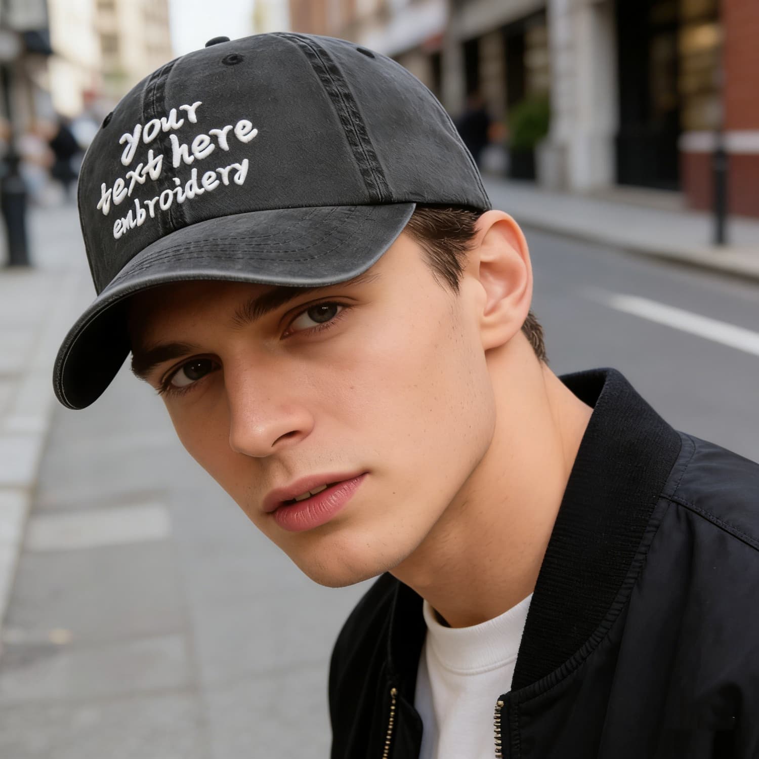 Vosoli Black Washed Denim Unisex Baseball Cap - Team Custom Embroider or Print Personalized Hat
