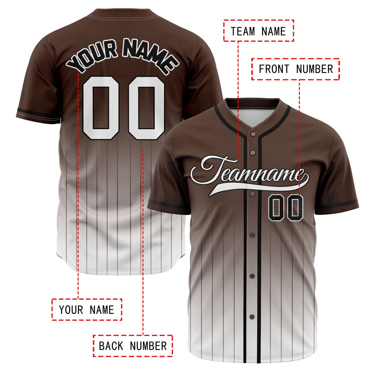 VOSOLI Urban Earth Brown & Black Gradient Pinstripe Baseball Jersey