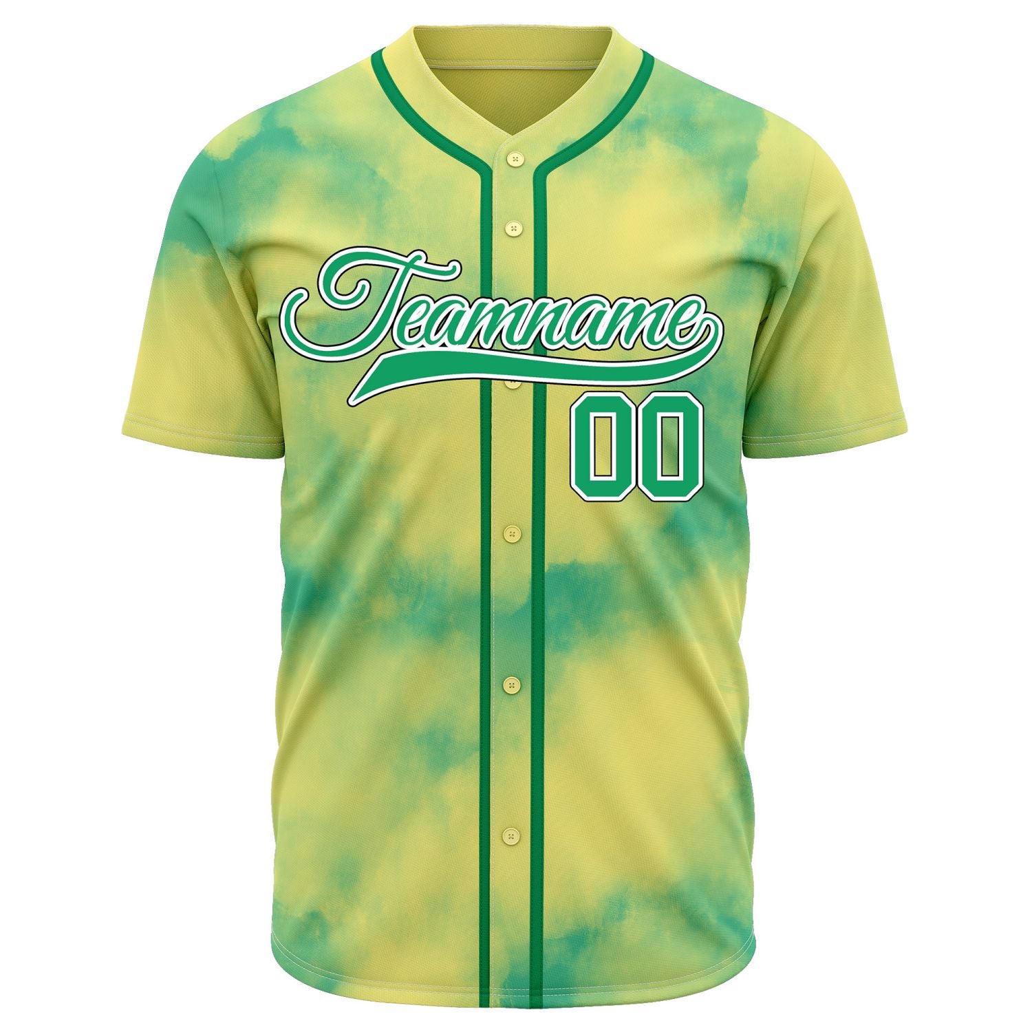 VOSOLI Neon Yellow-Green Tie-Dye Graffiti Custom Stitched Baseball Jersey