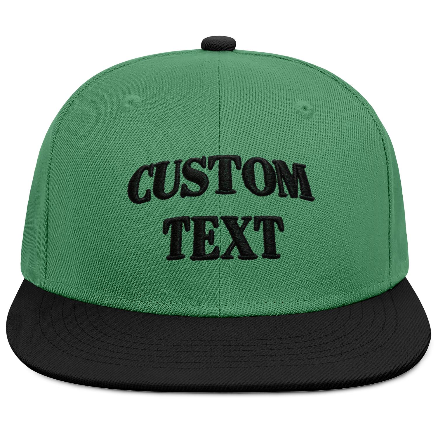 Vosoli Forest Green & Black Color-Block Flat-Brim Hat - Unisex Personal & Team Custom 3D Embroidery or Print Cap