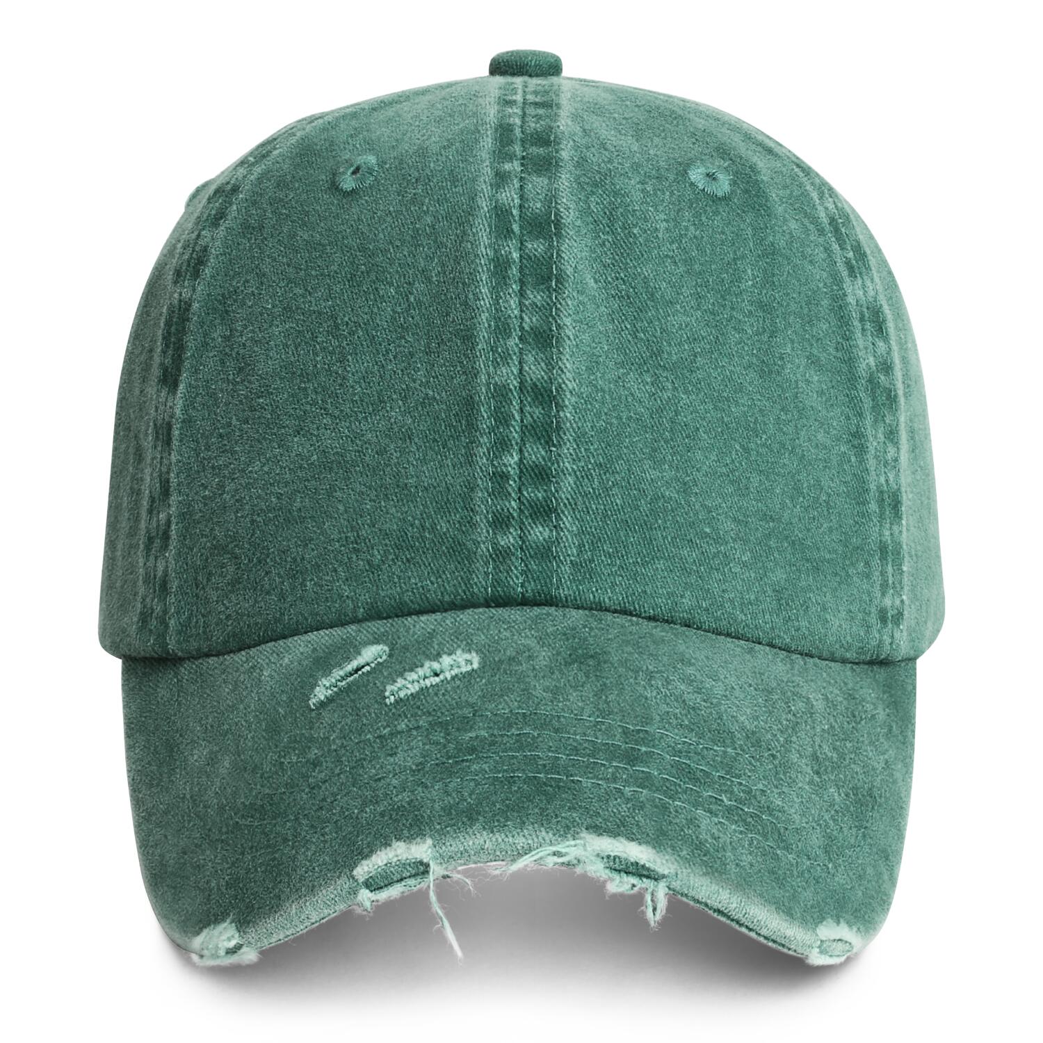 Vosoli Forest Green Distressed Denim Baseball Cap - Team Custom Embroider or Print Personalized Hat