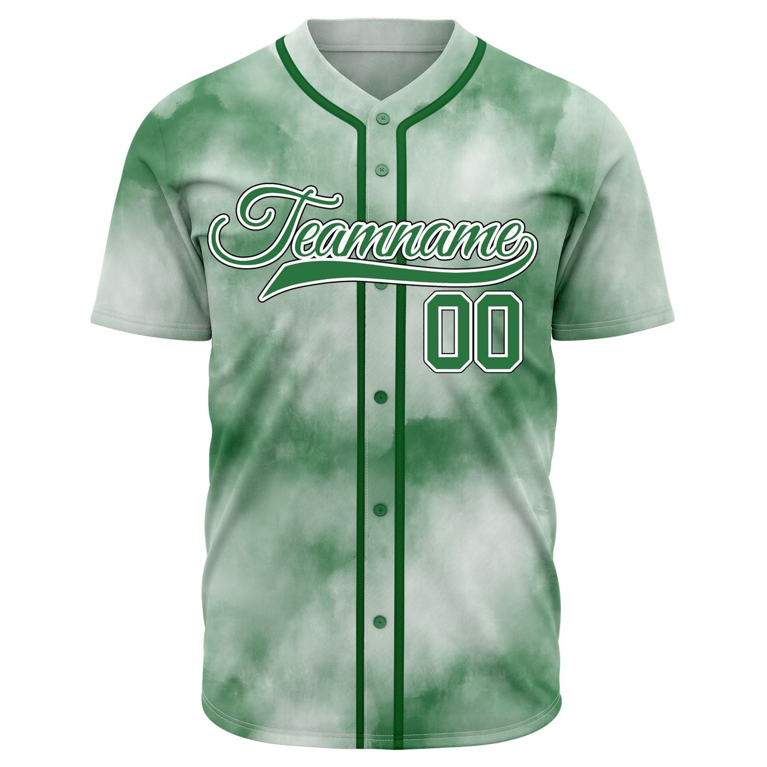VOSOLI Forest Green Tie-Dye Graffiti Custom Stitched Baseball Jersey