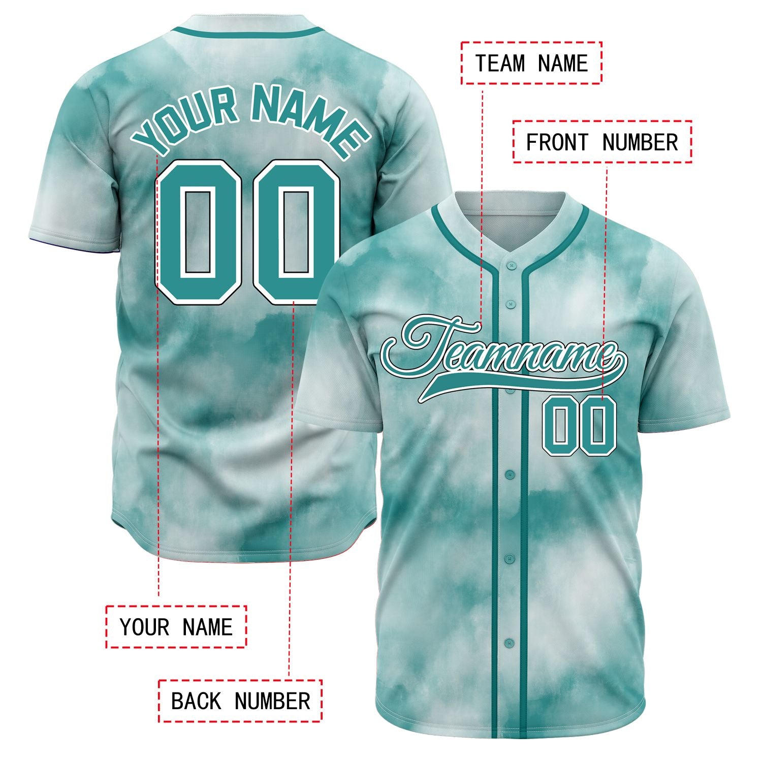 VOSOLI Green Mist Tie-Dye Graffiti Custom Stitched Baseball Jerseys
