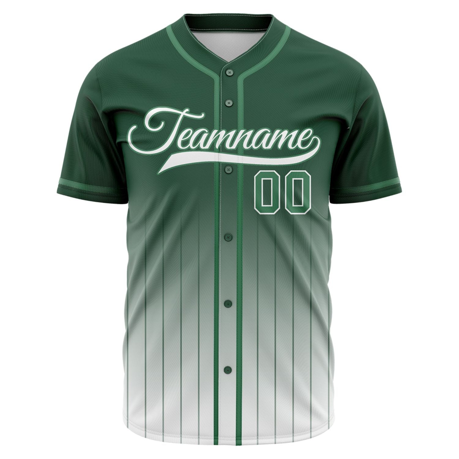 VOSOLI Classic Forest Green & White Gradient Pinstripe Baseball Jersey