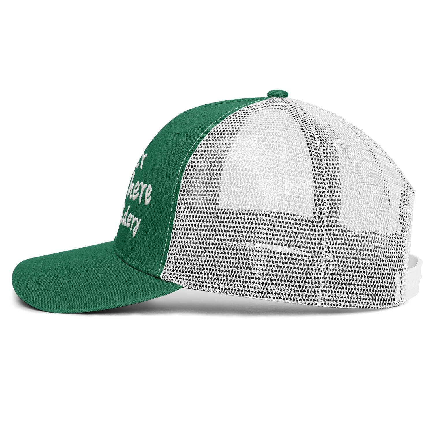 Vosoli Forest Green & White Mesh-Back Baseball Cap - Unisex Custom 3D Embroidery or Print Hat