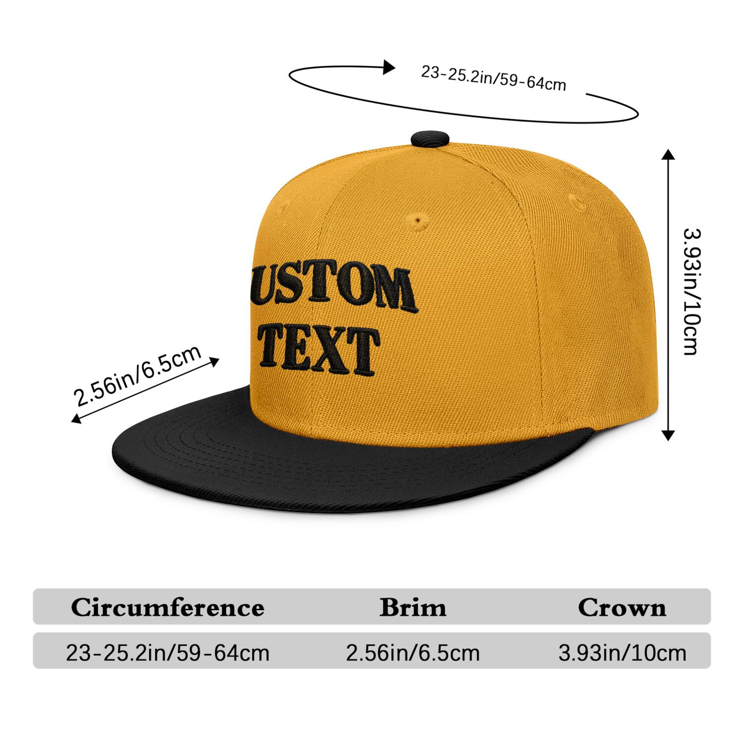 Vosoli Gold & Black Color-Block Flat-Brim Hat - Unisex Personal & Team Custom 3D Embroidery or Print Cap