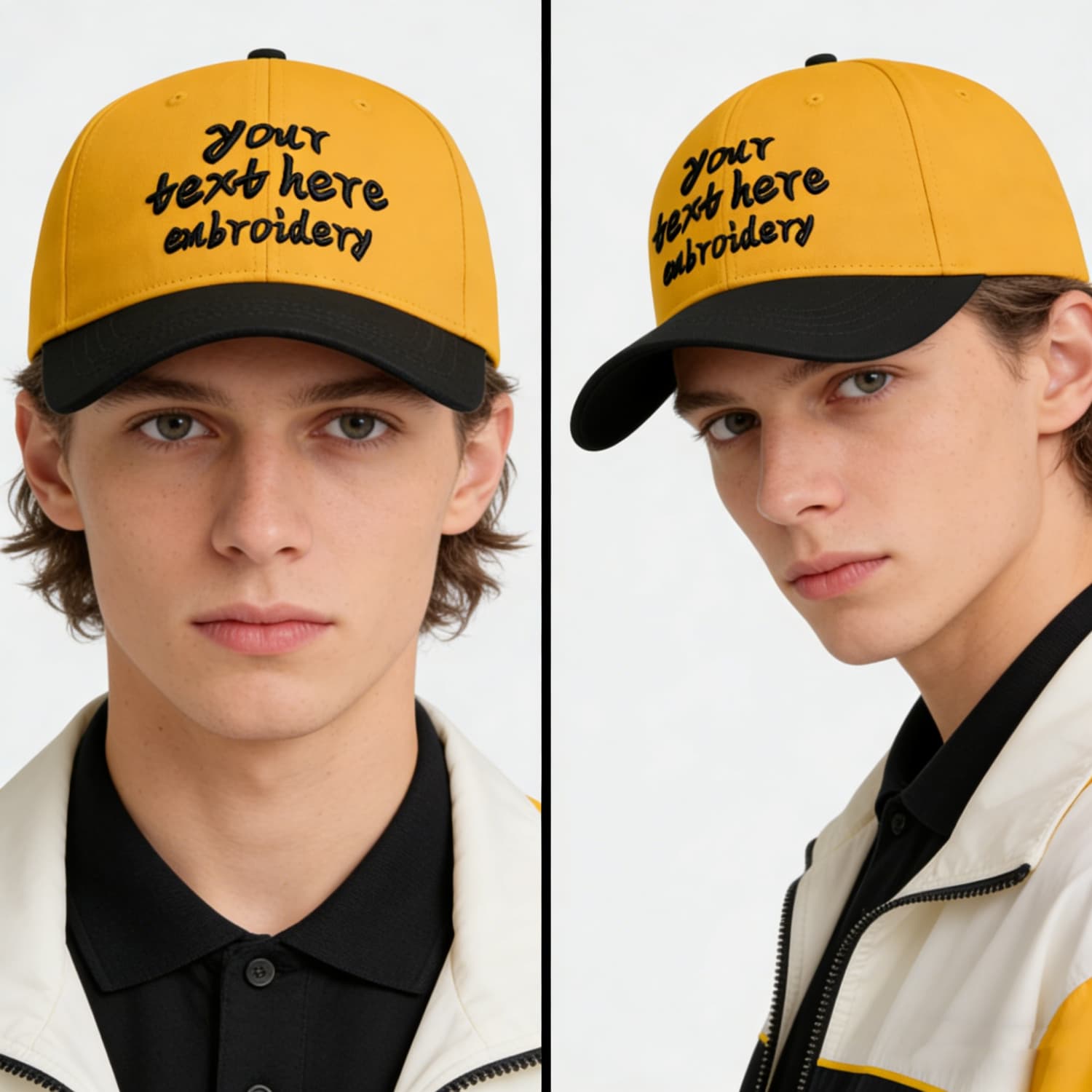 Vosoli Gold Black Two-Tone Baseball Cap - Unisex Custom 3D Embroidery or Print