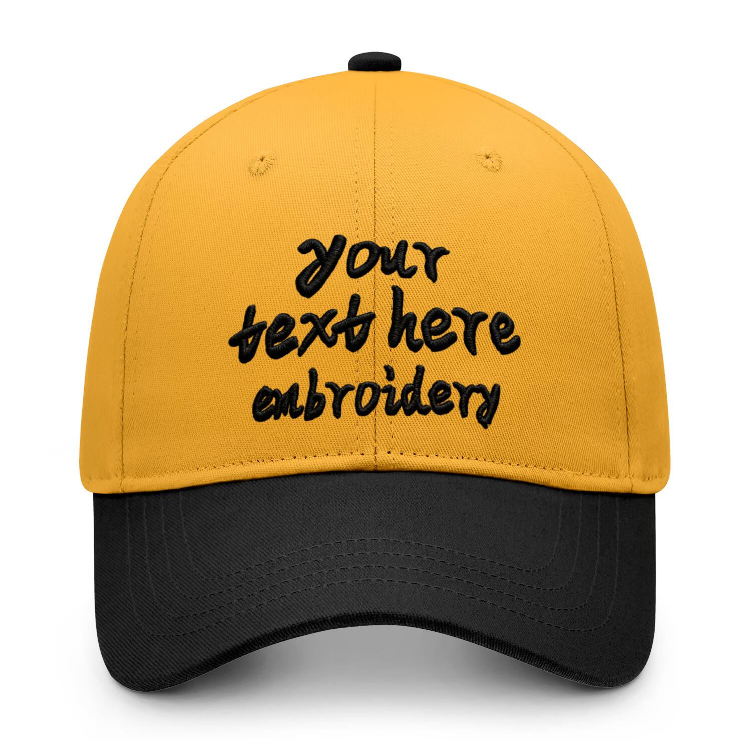 Vosoli Gold Black Two-Tone Baseball Cap - Unisex Custom 3D Embroidery or Print