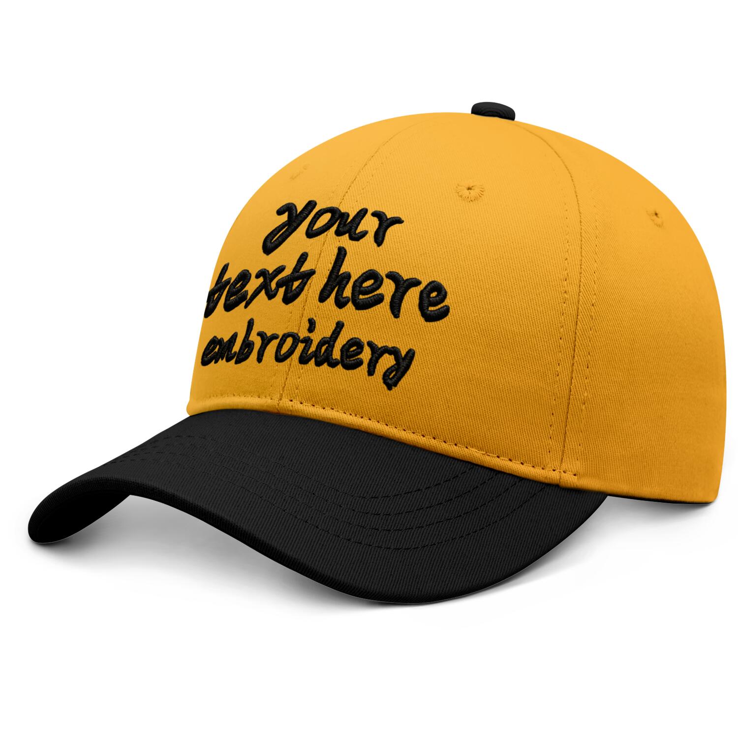 Vosoli Gold Black Two-Tone Baseball Cap - Unisex Custom 3D Embroidery or Print