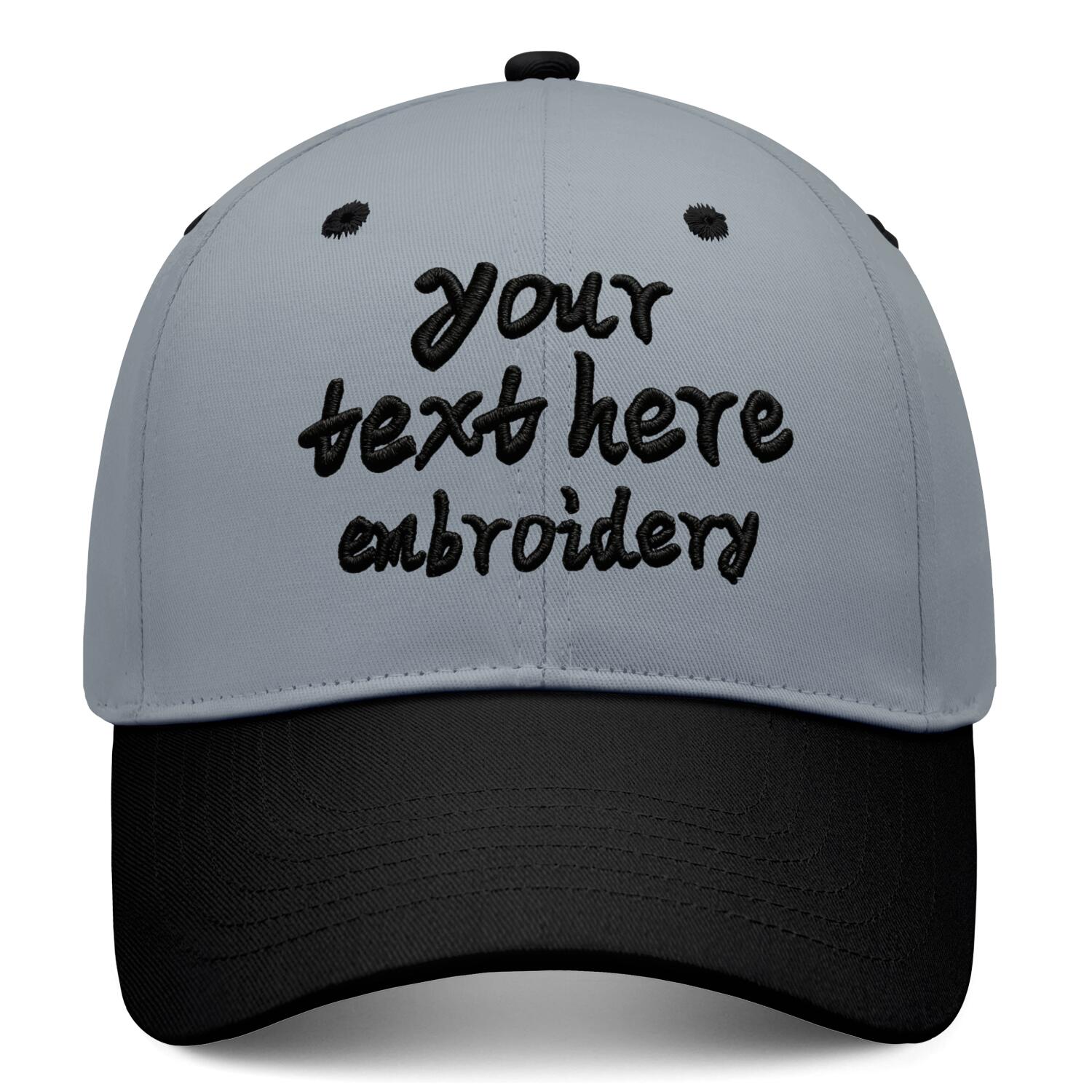 Vosoli Gray & Black Color-Block Deep Bill Baseball Cap - Unisex Custom 3D Embroidery or Print Hat