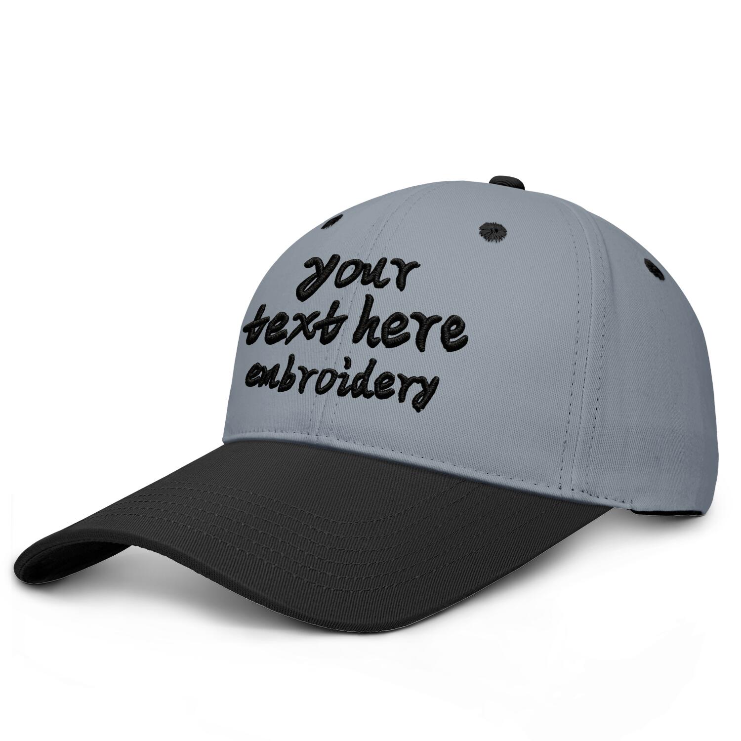 Vosoli Gray & Black Color-Block Deep Bill Baseball Cap - Unisex Custom 3D Embroidery or Print Hat