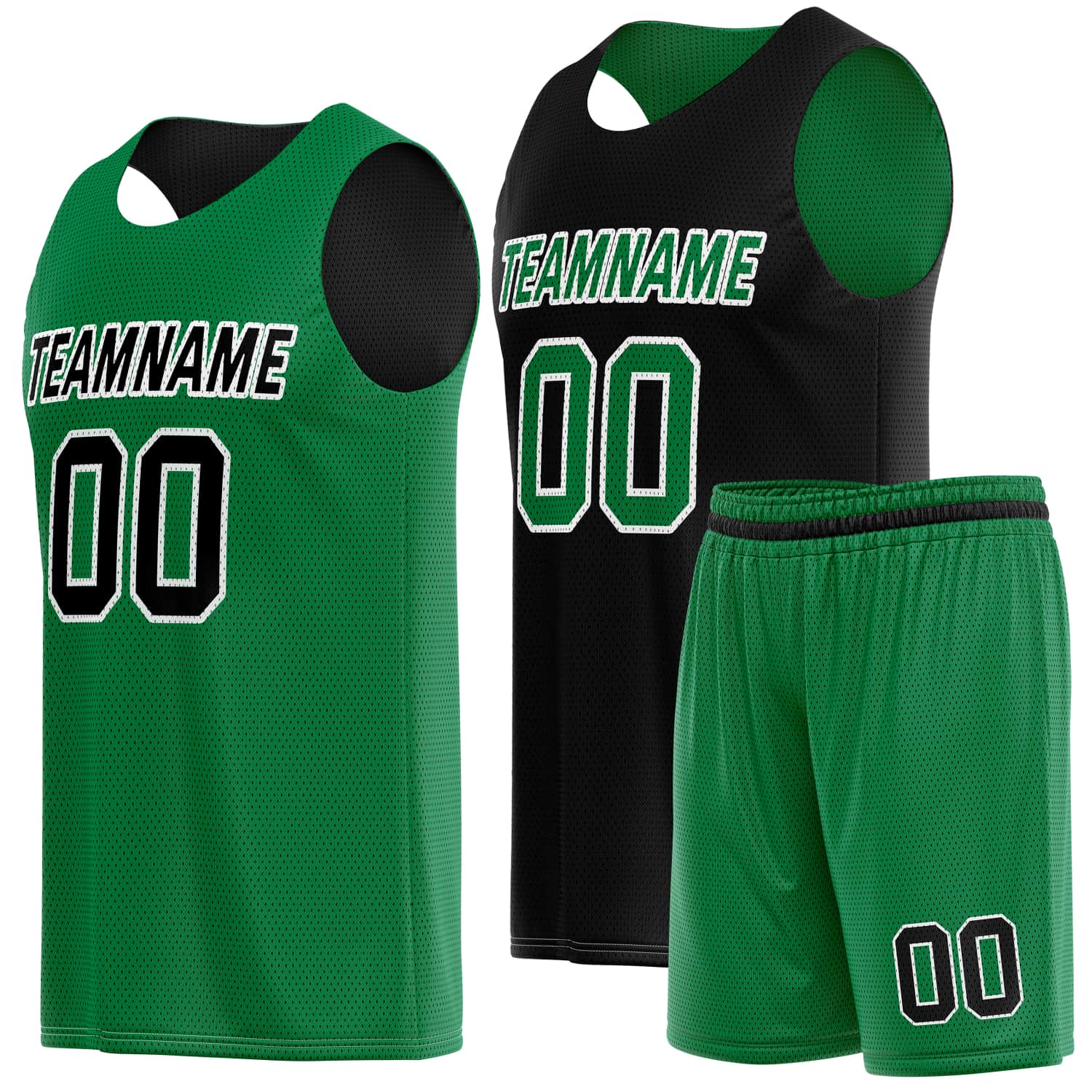 Custom Reversible Basketball Jersey & Shorts Set for Individuals & Teams – Green Black | Vosoli
