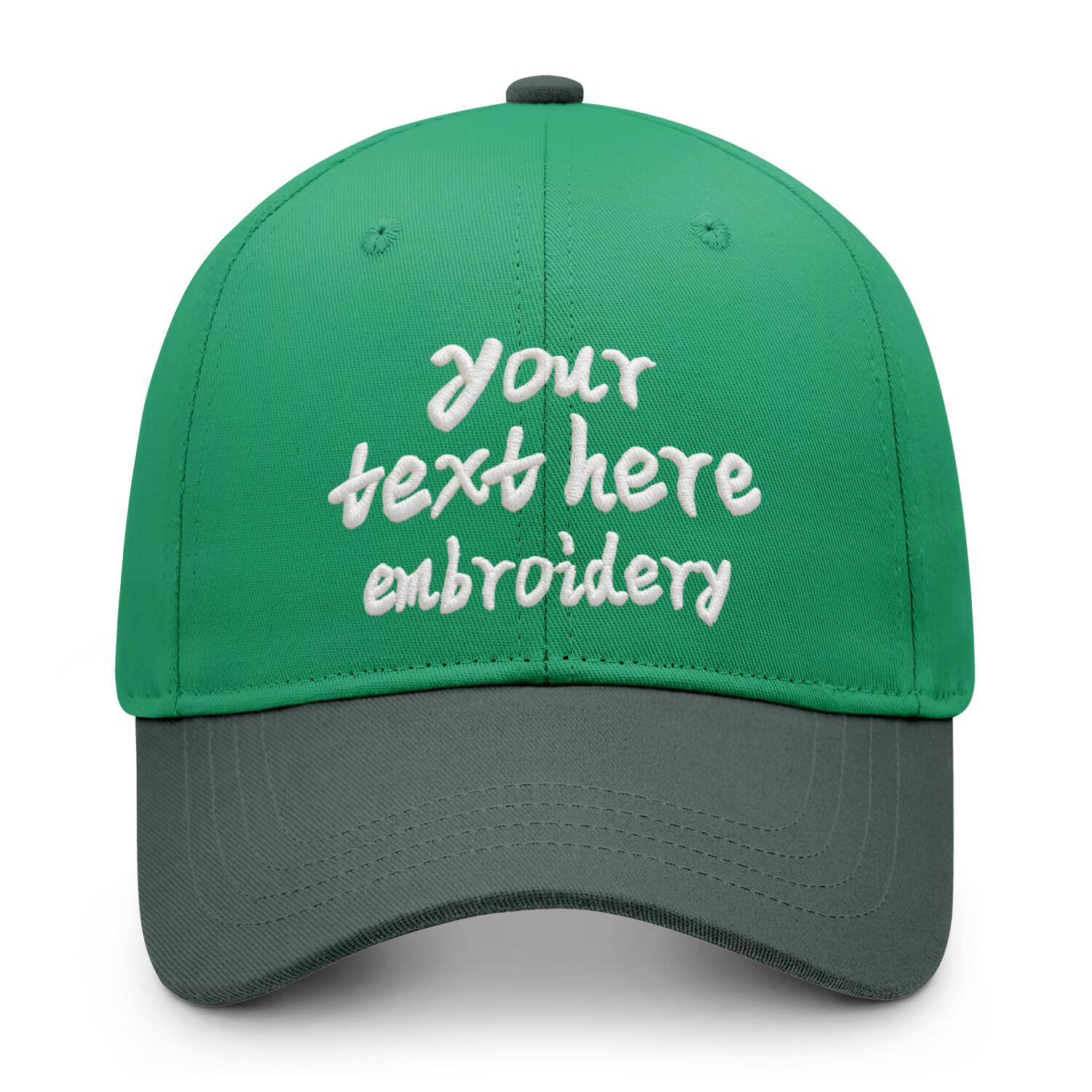 Vosoli Green Dark Gray Two-Tone Baseball Cap - Unisex Custom 3D Embroidery or Print