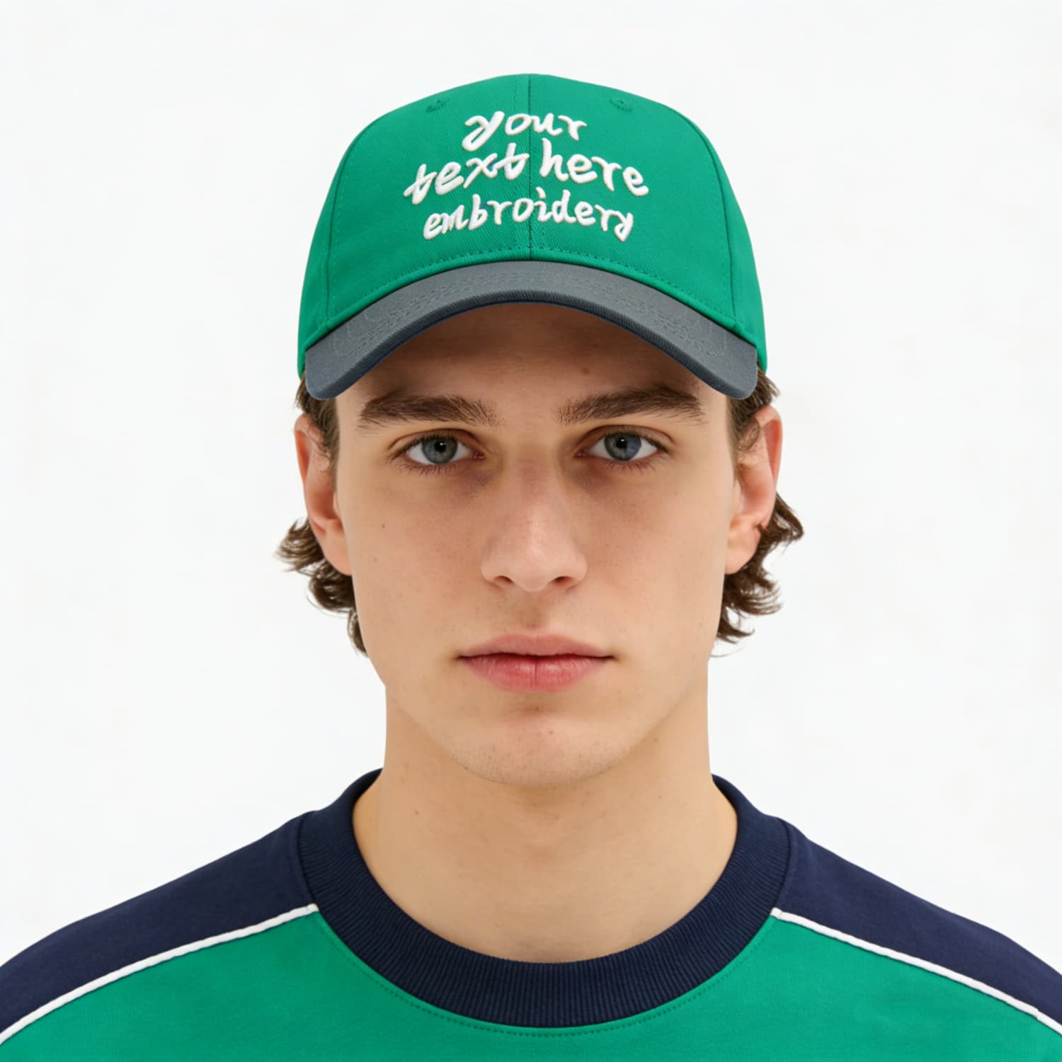 Vosoli Green Dark Gray Two-Tone Baseball Cap - Unisex Custom 3D Embroidery or Print