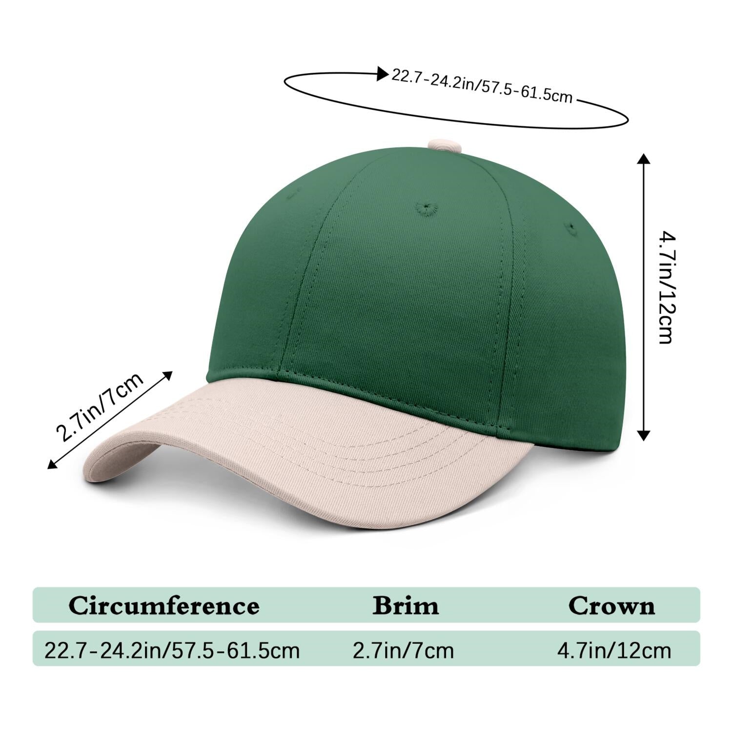 Vosoli Green Sand Two-Tone Baseball Cap - Unisex Custom 3D Embroidery or Print