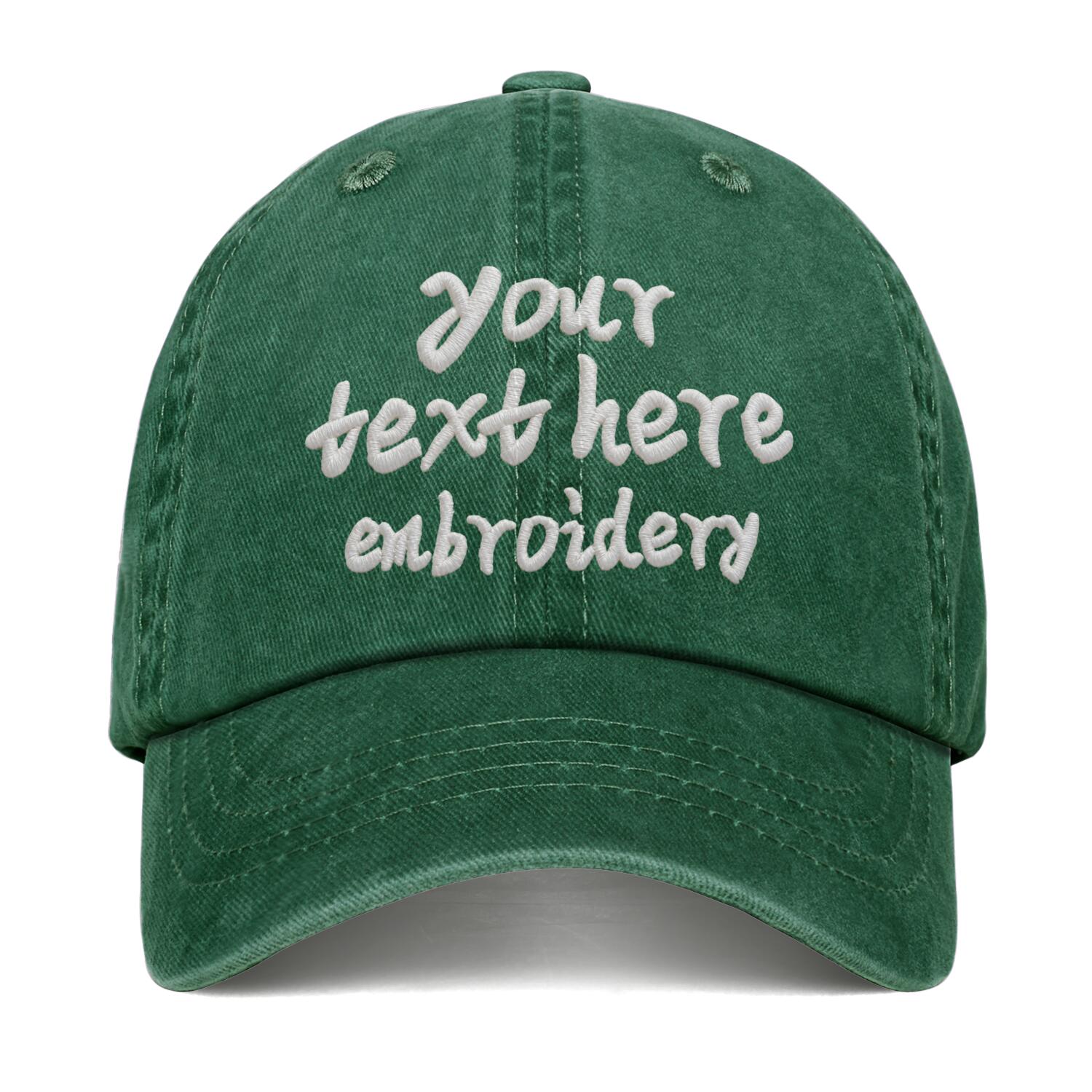 Vosoli Forest Green Washed Denim Women’s Ponytail Cap - Team Custom 3D Embroidery or Print Personalized Hat