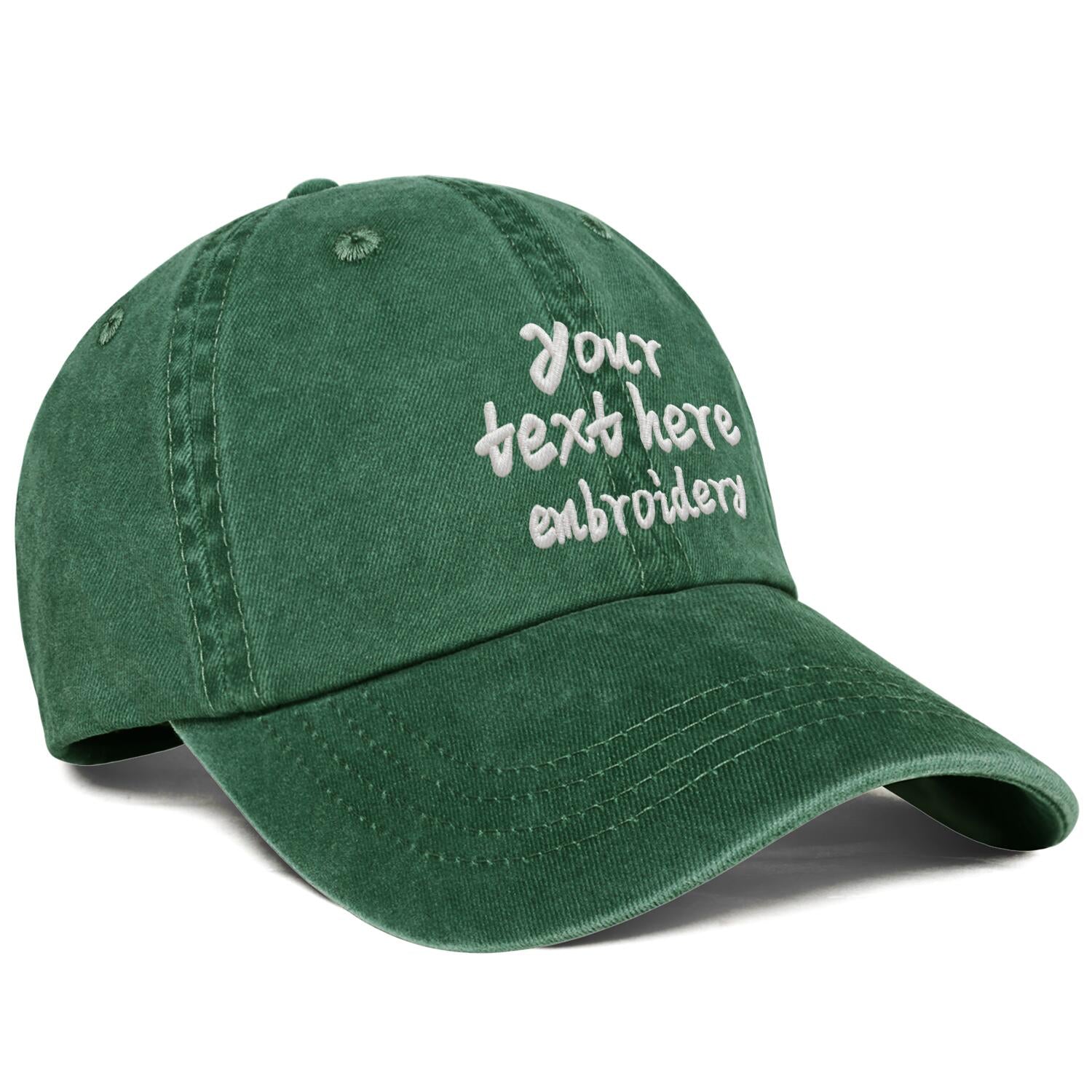 Vosoli Forest Green Washed Denim Women’s Ponytail Cap - Team Custom 3D Embroidery or Print Personalized Hat