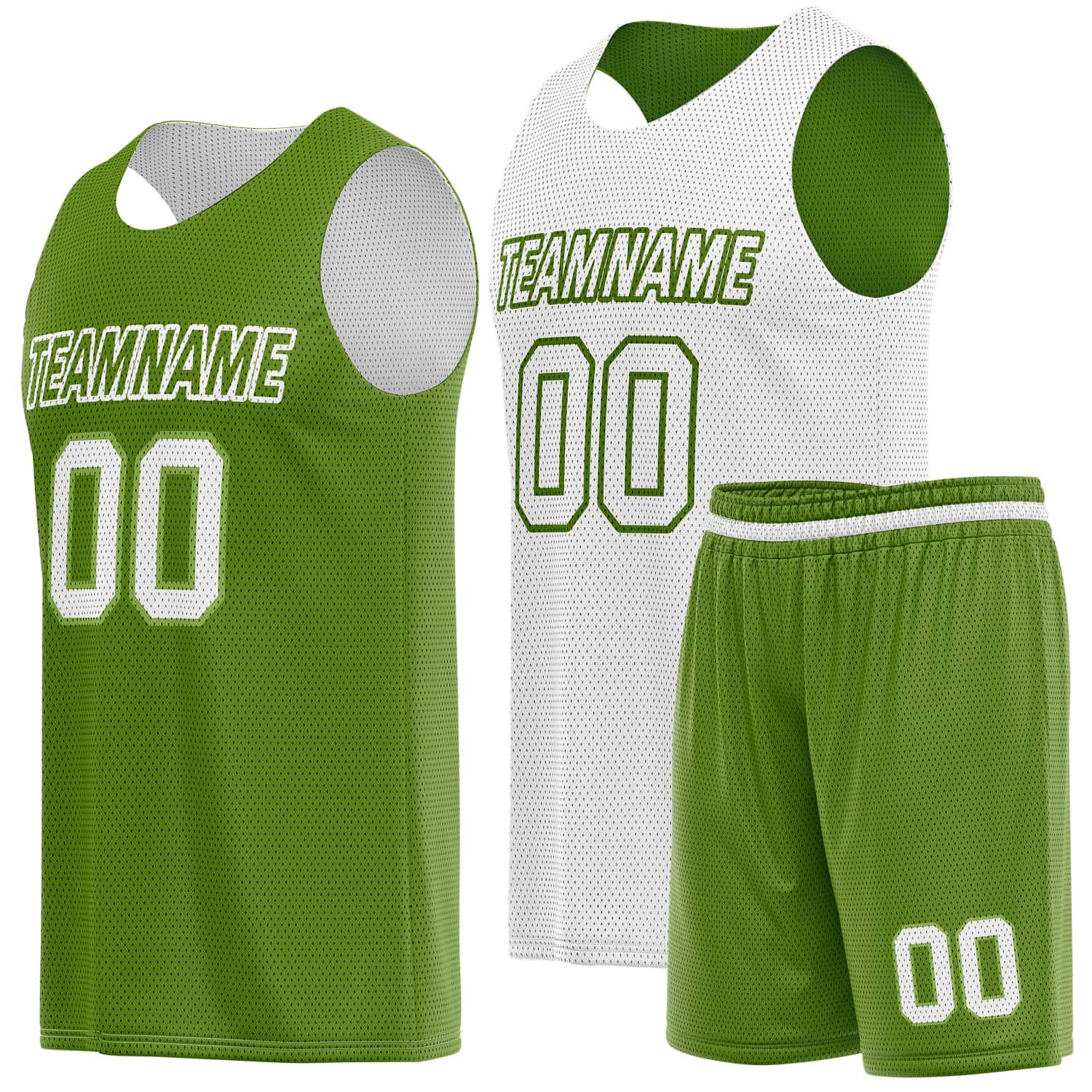 Custom Reversible Basketball Jersey & Shorts Set for Individuals & Teams – Green White | Vosoli