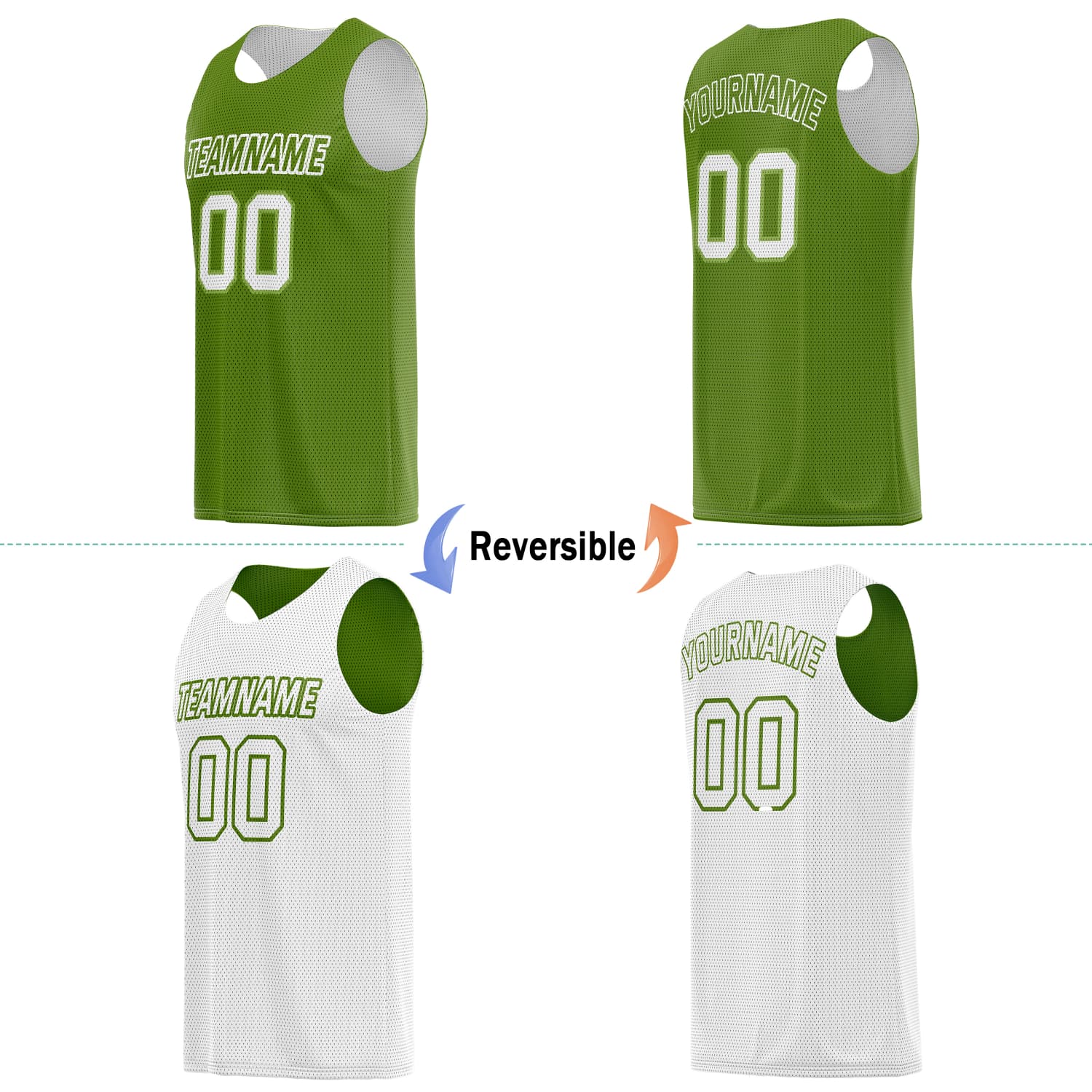 Custom Reversible Basketball Jersey & Shorts Set for Individuals & Teams – Green White | Vosoli