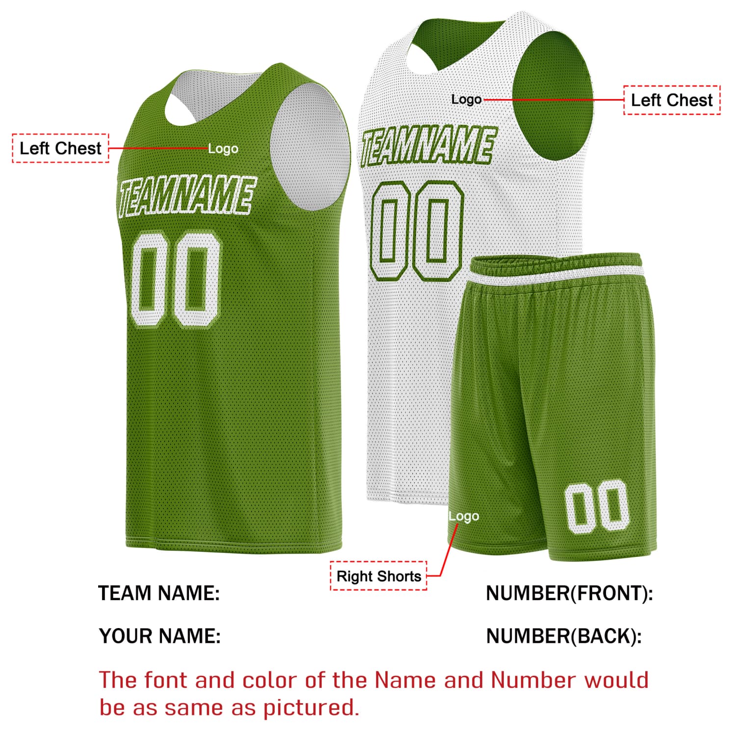 Custom Reversible Basketball Jersey & Shorts Set for Individuals & Teams – Green White | Vosoli
