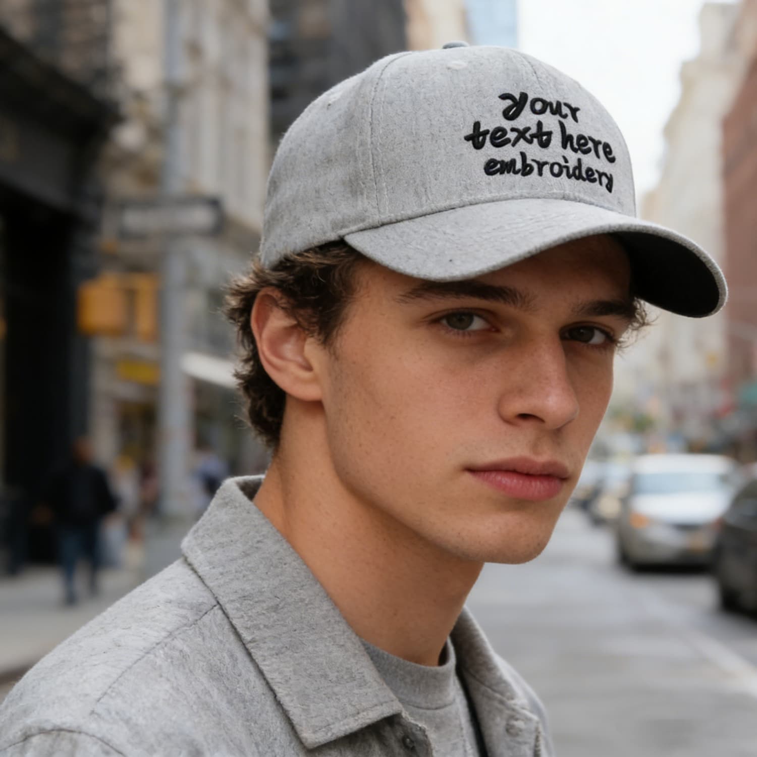 Vosoli Grey Unisex Denim Baseball Cap - Team Custom 3D Embroidery or Print Personalized Hat