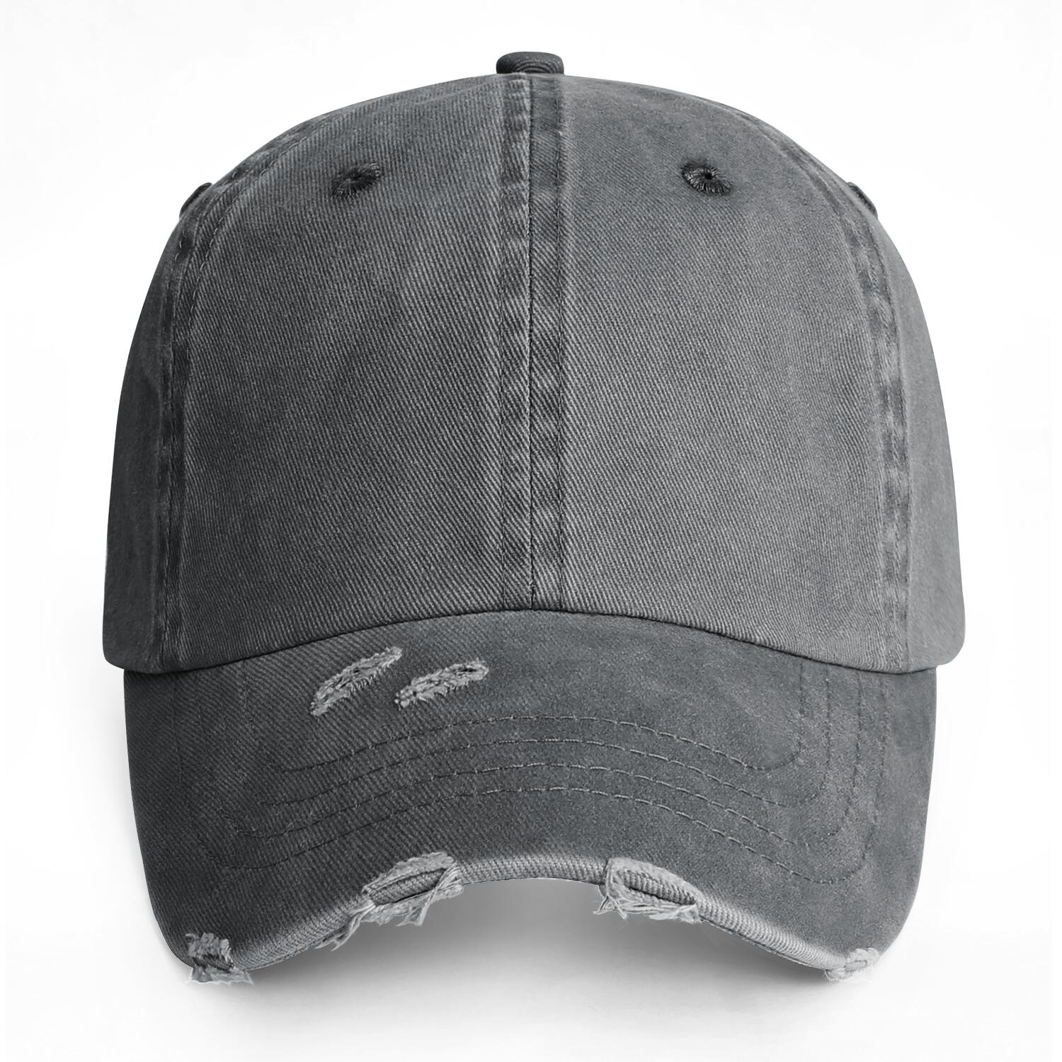 Vosoli Grey Distressed Denim Baseball Cap - Team Custom Embroider or Print Personalized Hat