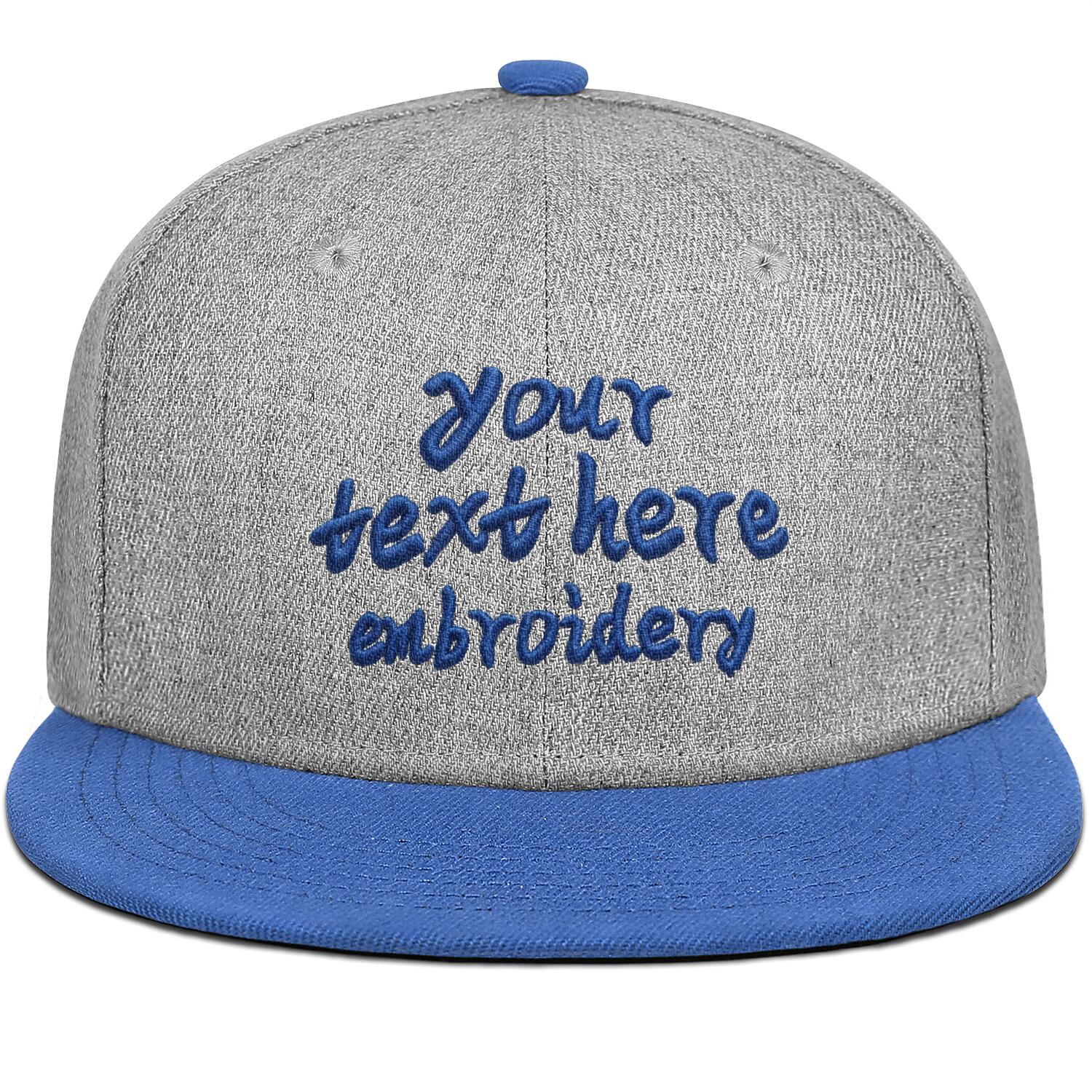 Vosoli Grey Blue Flat Brim Cap - Team Custom Embroider or Print Personalized Hat