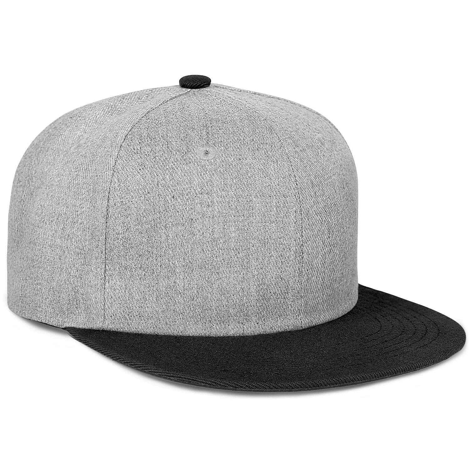 Vosoli Grey Black Flat Brim Cap - Team Custom Embroider or Print Personalized Hat