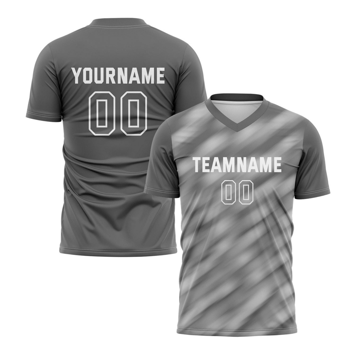 Custom Grey Monochrome Gradient Stripe Soccer Jersey for Teams & Individuals | Vosoli