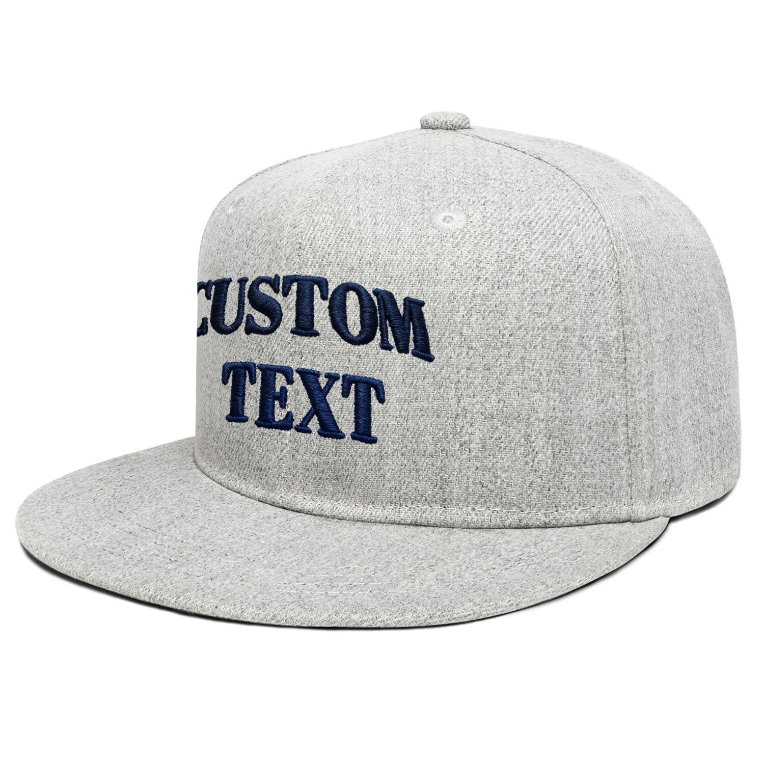 Vosoli Heather Grey Unisex Flat Brim Cap - Team Custom 3D Embroidery or Print Personalized Hats