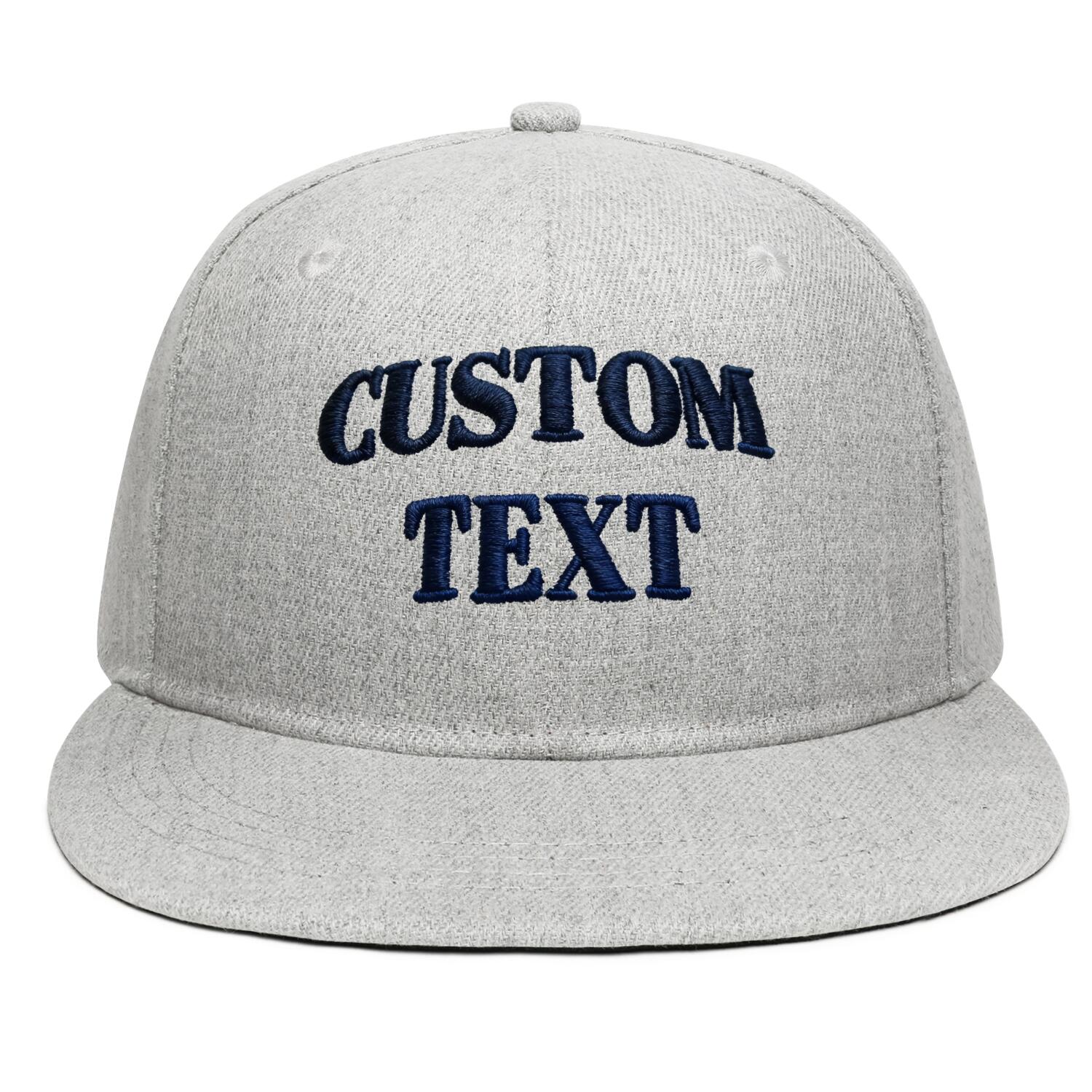 Vosoli Heather Grey Unisex Flat Brim Cap - Team Custom 3D Embroidery or Print Personalized Hats