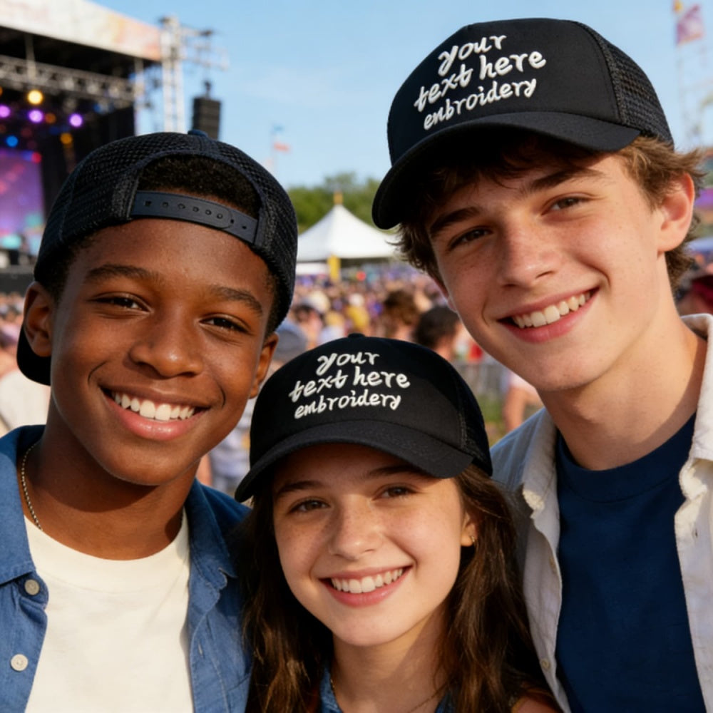 Vosoli Kids Black Mesh Trucker Cap - Custom Embroidered Personalized Children’s Hat