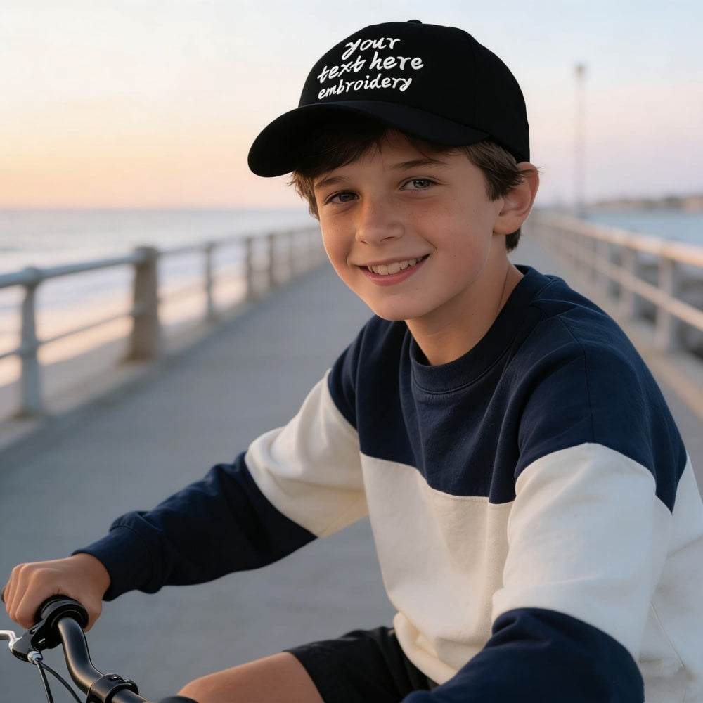 Vosoli Kids Black Mesh Trucker Cap - Custom Embroidered Personalized Children’s Hat