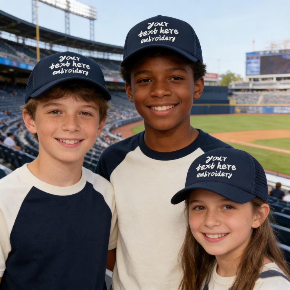 Vosoli Kids Navy Mesh Trucker Cap - Custom Embroidered Personalized Children’s Hat