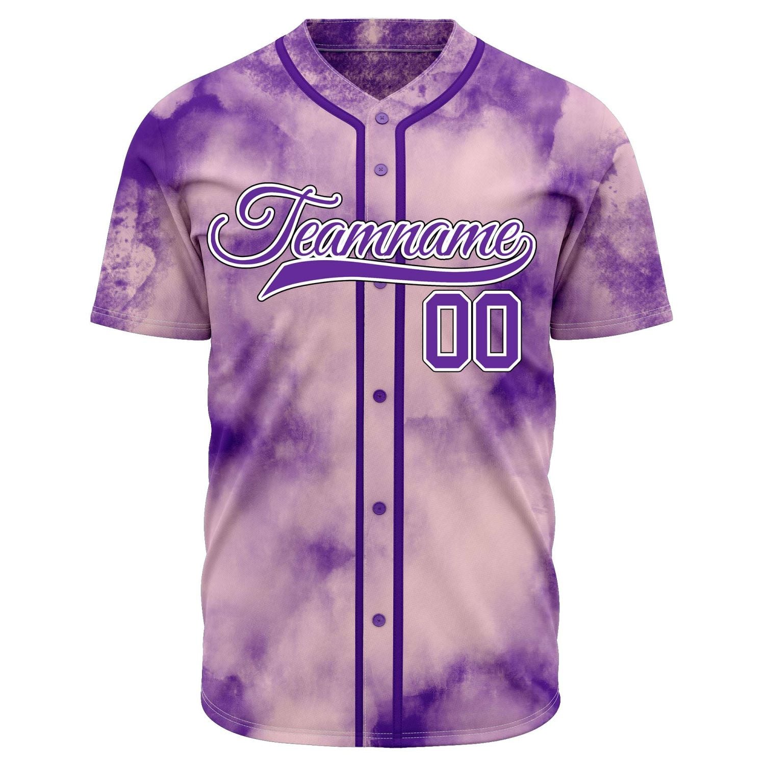 VOSOLI Lavender Dream Purple Tie-Dye Graffiti Custom Stitched Baseball Jersey