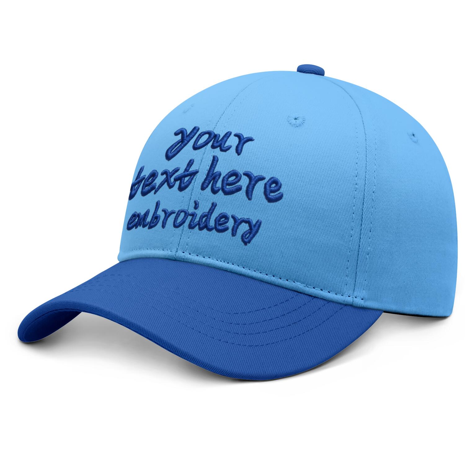 Vosoli Light Blue Dark Blue Two-Tone Baseball Cap - Unisex Custom 3D Embroidery or Print